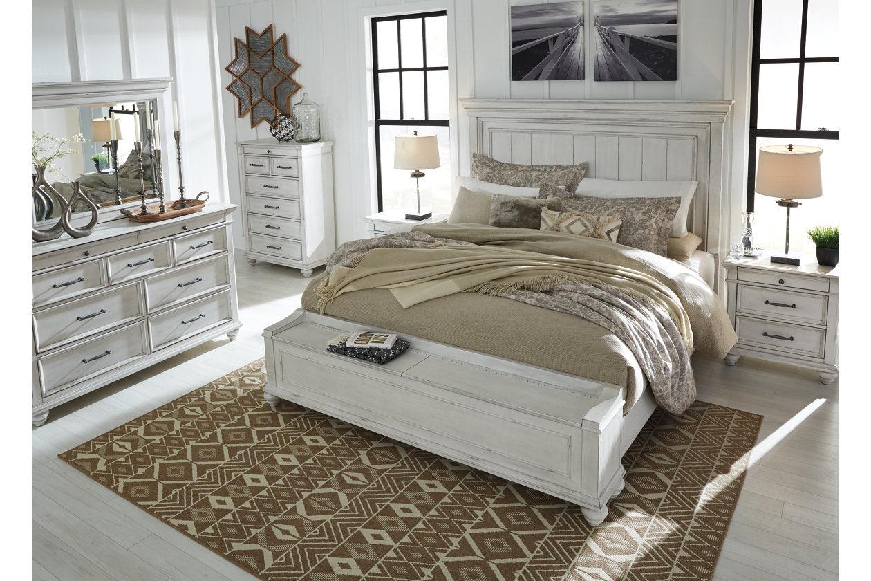 Kanwyn Whitewash Queen Panel Bed with Storage Bench - Image 12