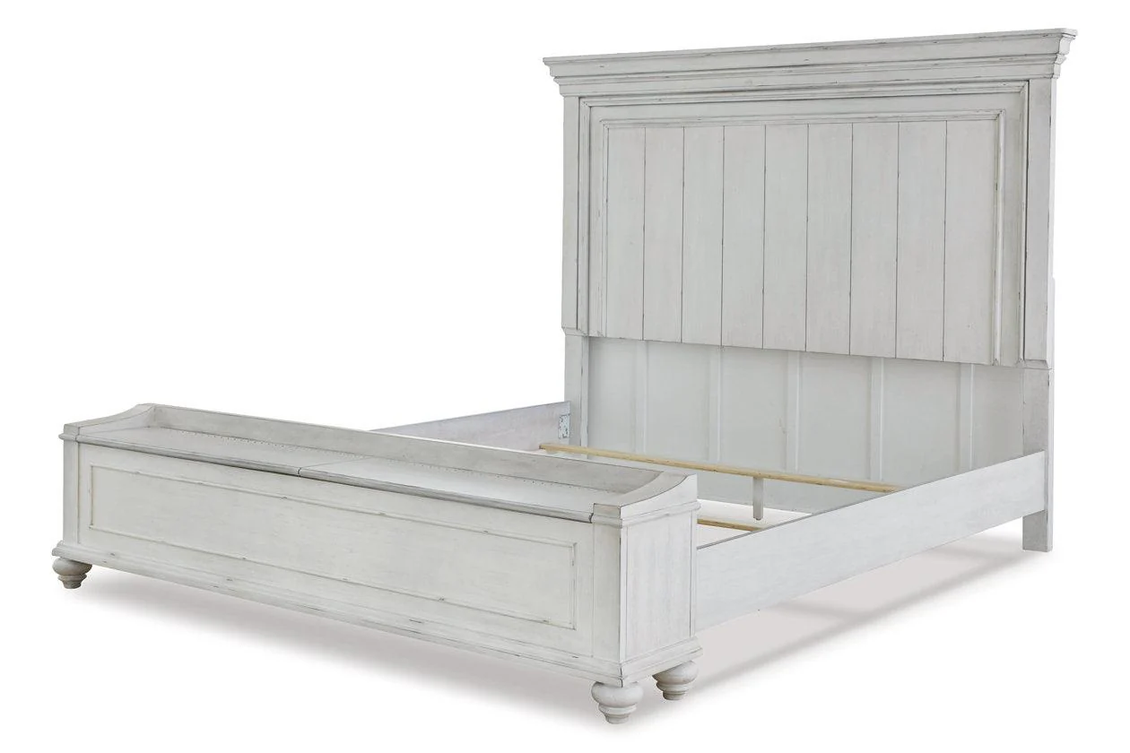Kanwyn Whitewash Queen Panel Bed with Storage Bench - Image 5