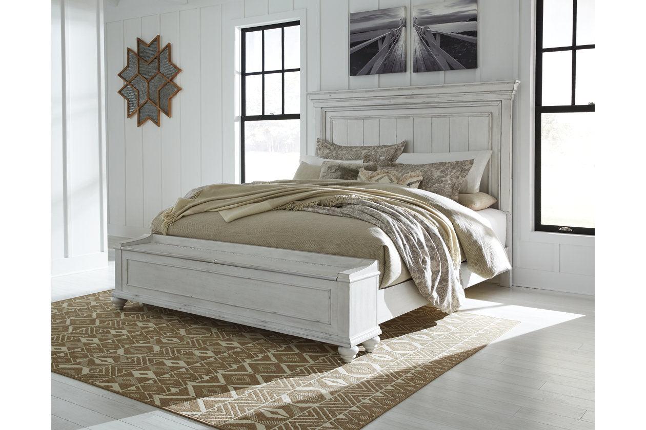 Kanwyn Whitewash Queen Panel Bed with Storage Bench - Image 7
