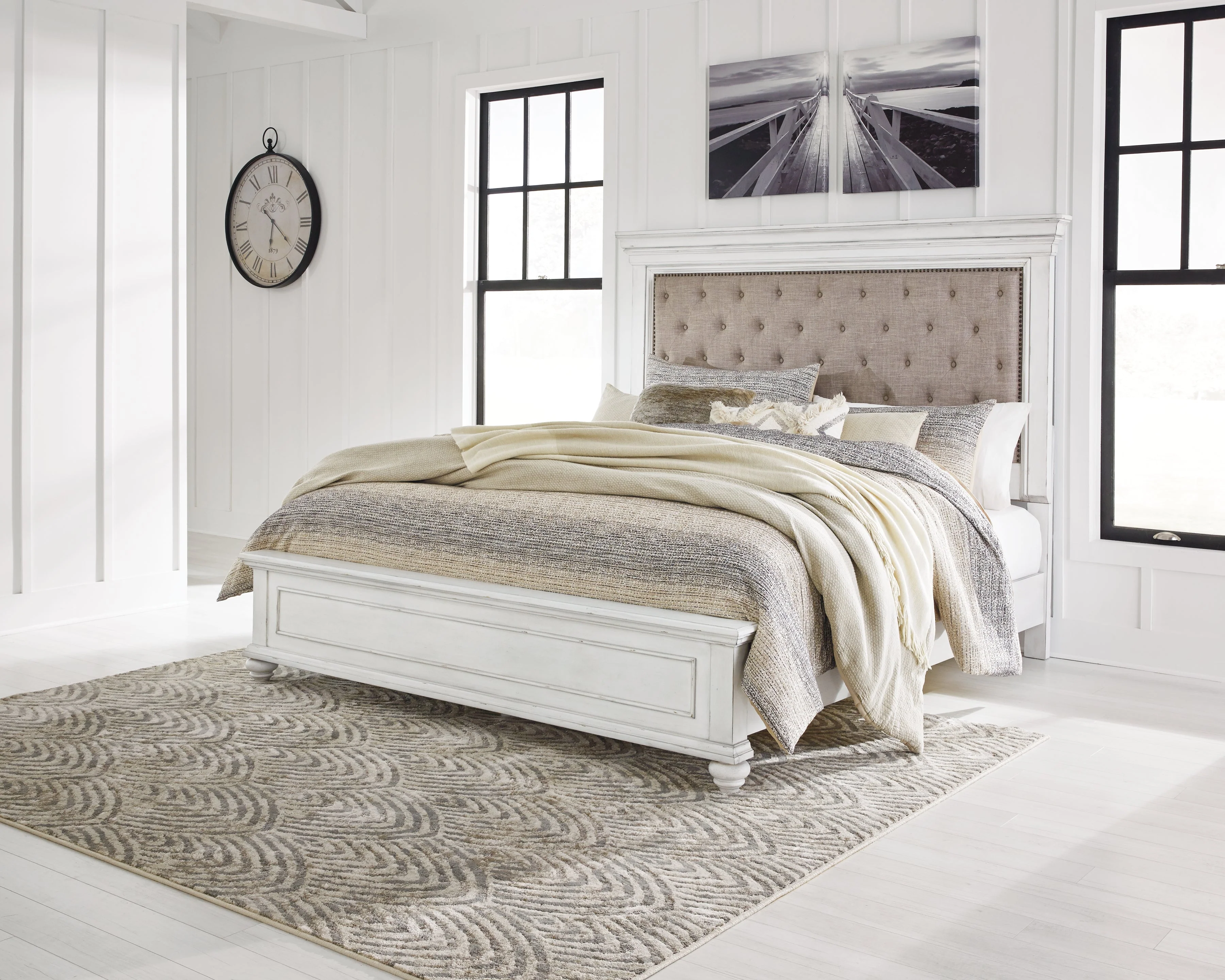Kanwyn Whitewash Upholstered Panel Bedroom Set - Image 19