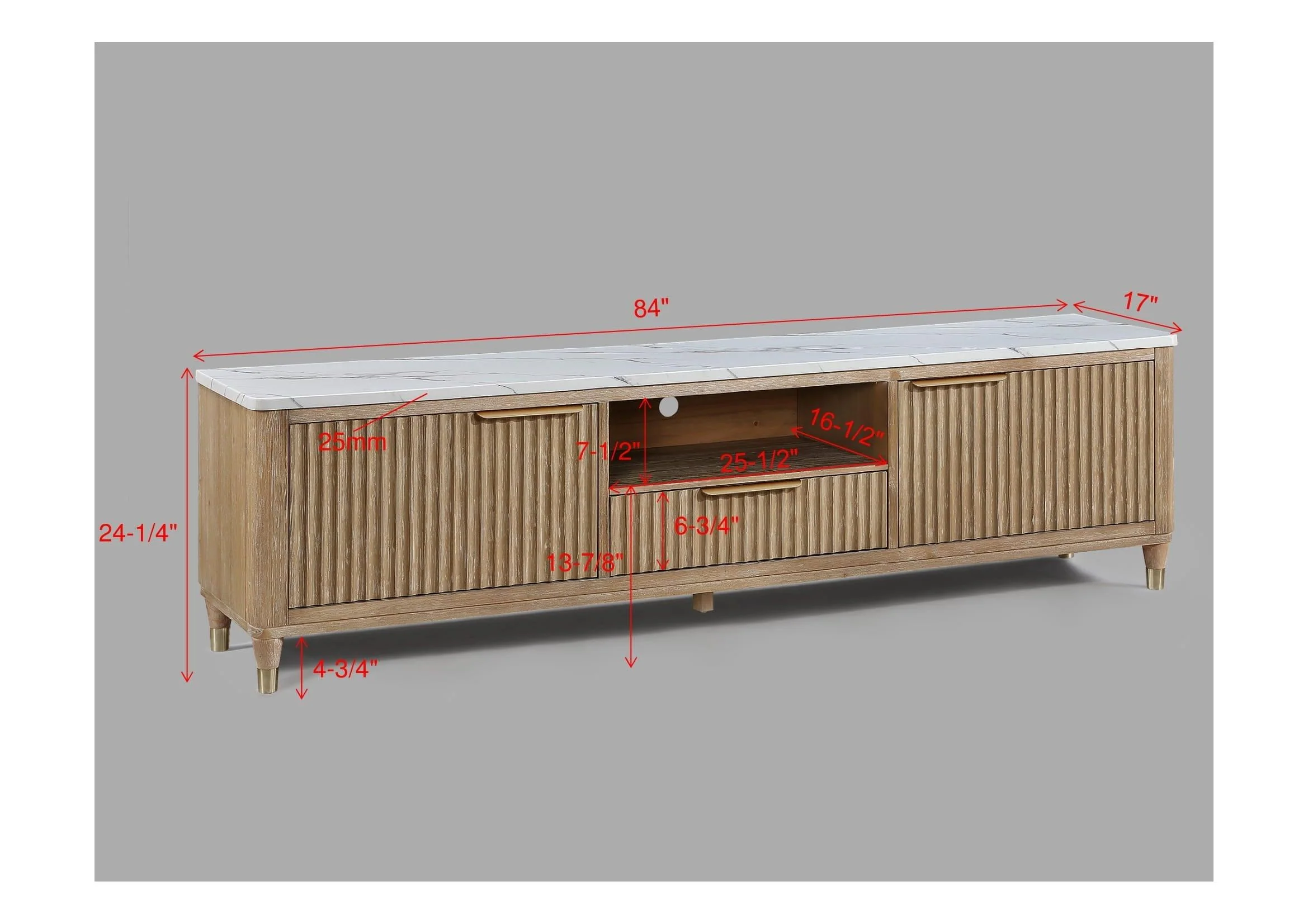 Kara Cerused Natural TV Stand - Image 5