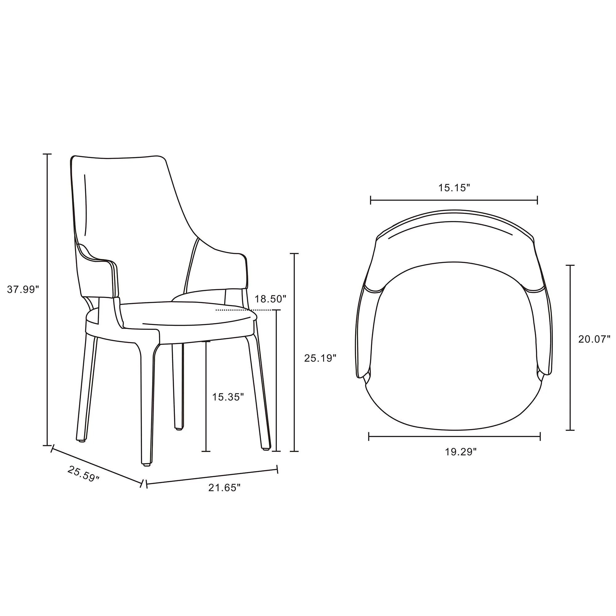 Kara Dining Arm Chair in Blue (set of 2) - Image 3