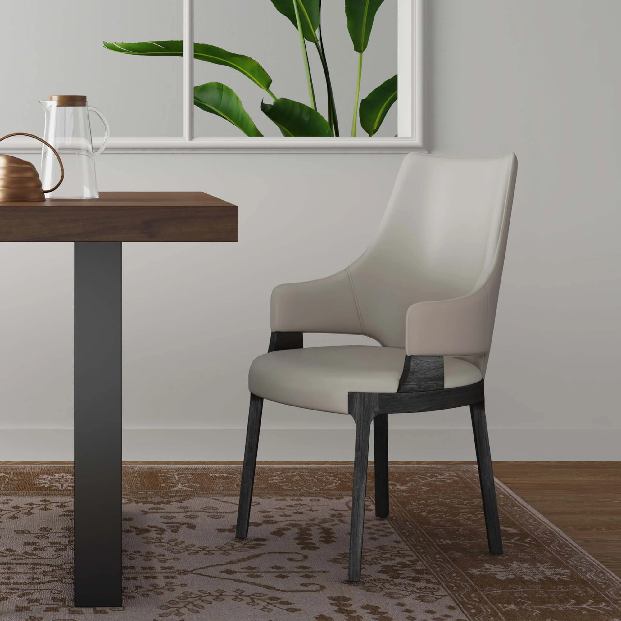Kara Dining Arm Chair in Light Grey - Image 2
