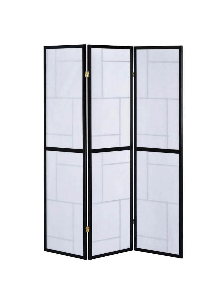 Katerina Black/White 3-Panel Folding Floor Screen - Image 4