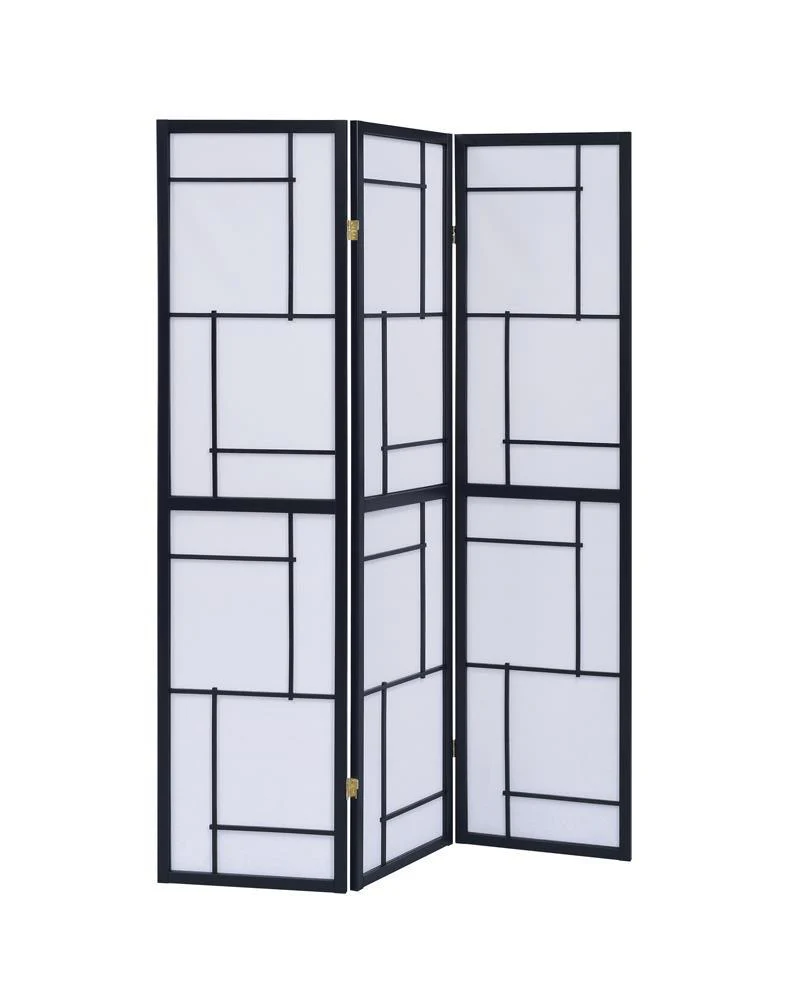 Katerina Black/White 3-Panel Folding Floor Screen - Image 6