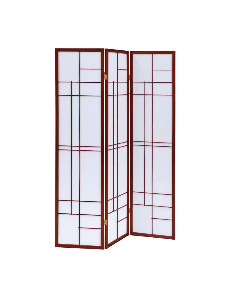 Katerina White/Cherry 3-Panel Folding Floor Screen - Image 6