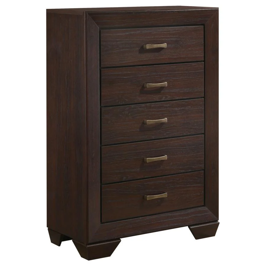 Kauffman Dark Cocoa 5-Piece Storage King Bedroom Set with High Straight Headboard - Image 11