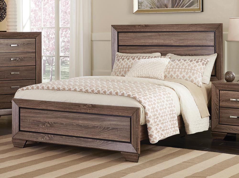 Kauffman Washed Taupe California King Panel Bed