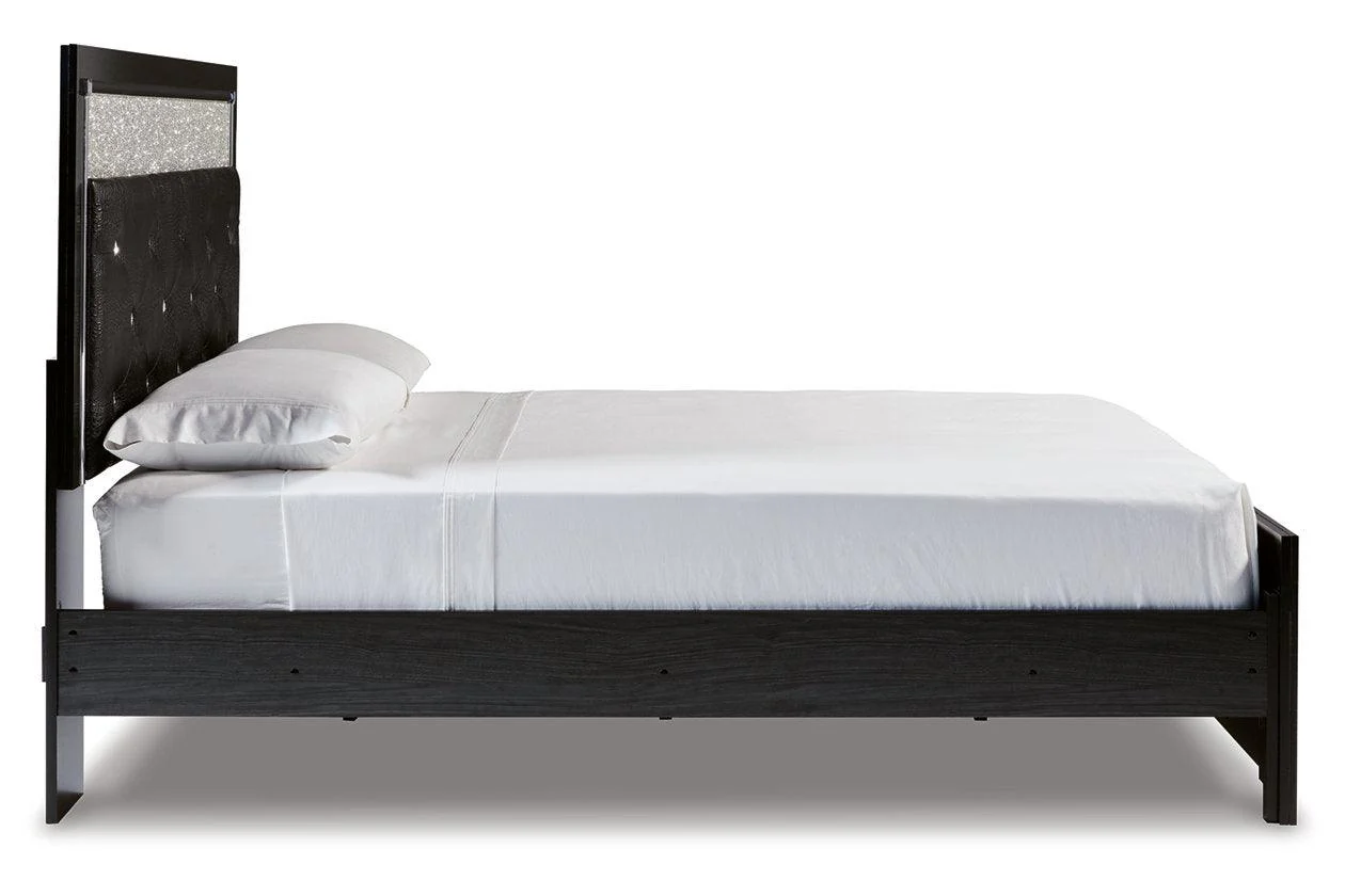 Kaydell Black Queen Upholstered Panel Bed - Image 4
