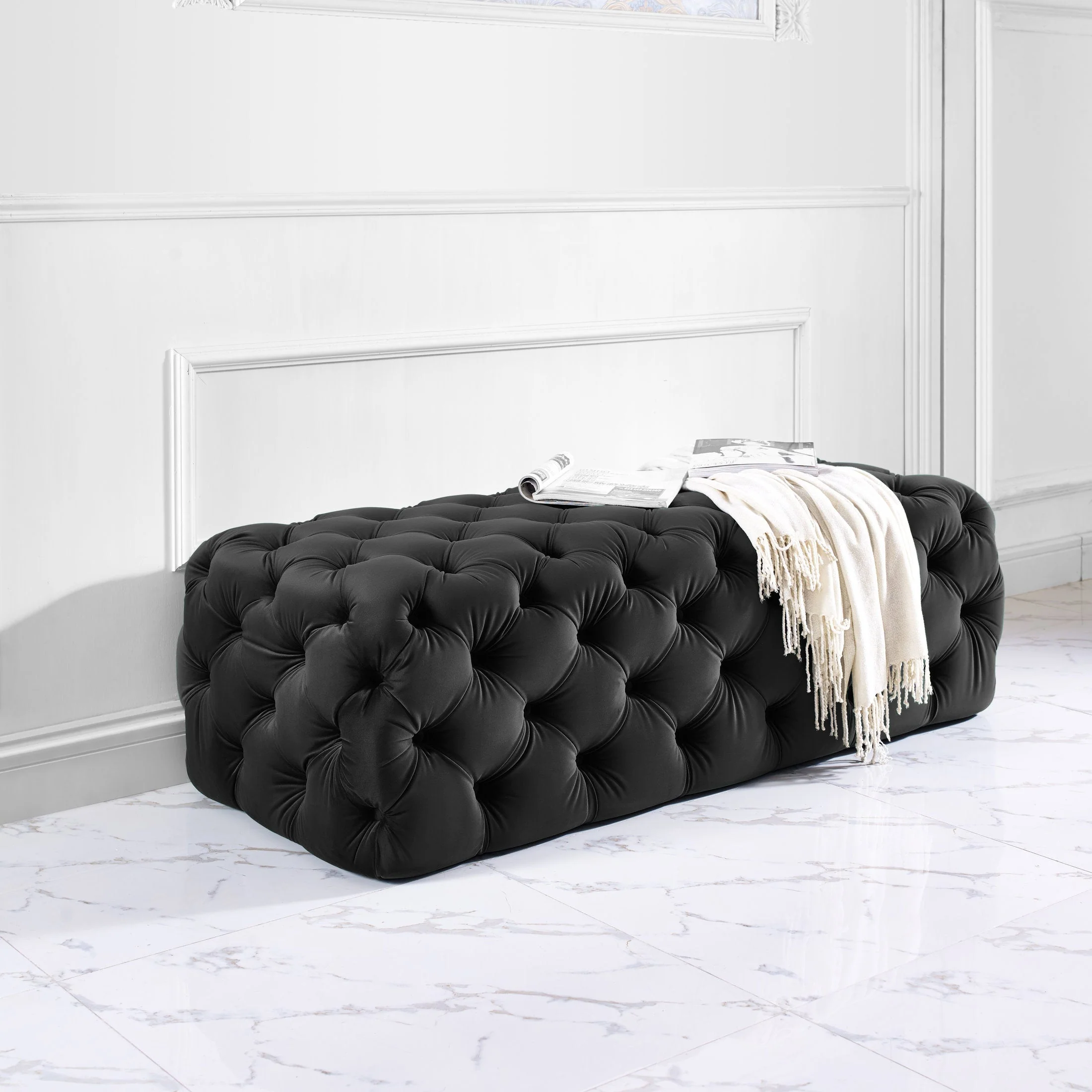 Kaylee Velvet Ottoman - Image 8