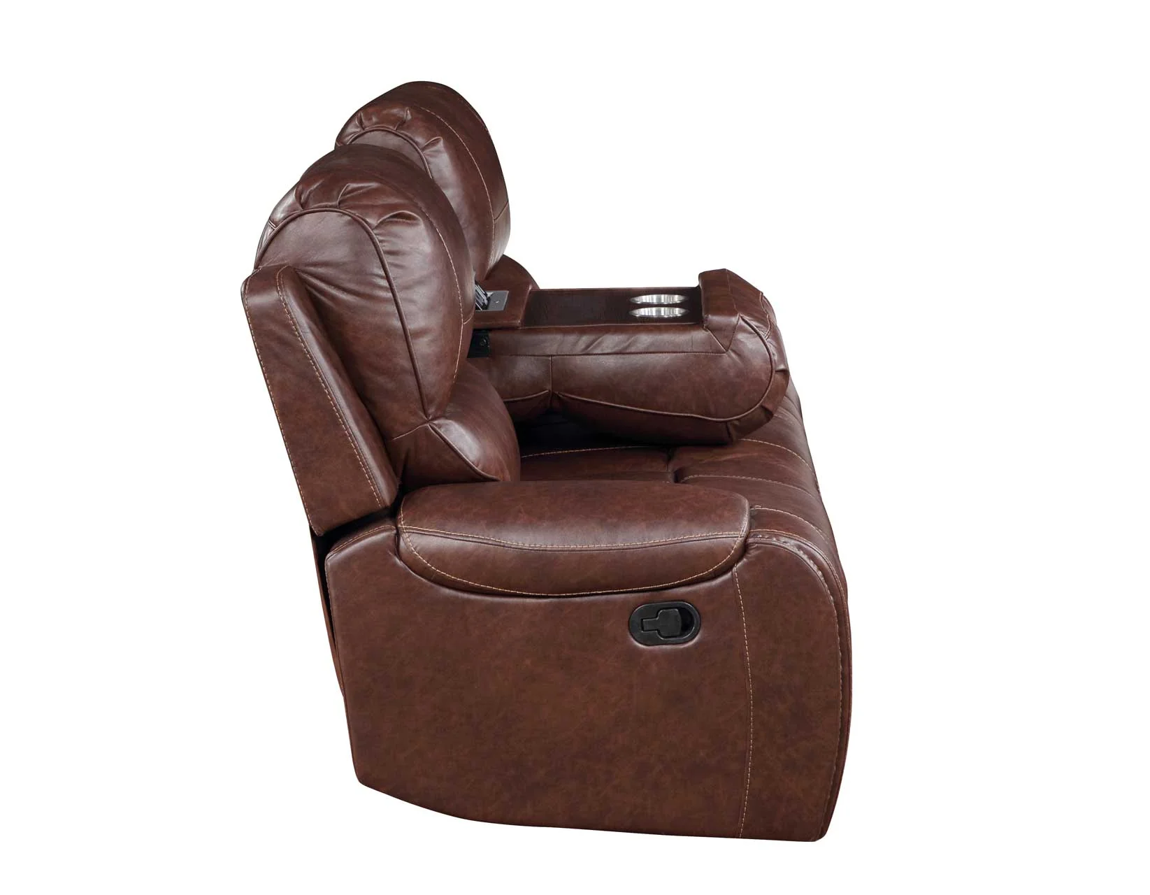 Keily Brown Reclining Sofa with Drop-Down Table - Image 13