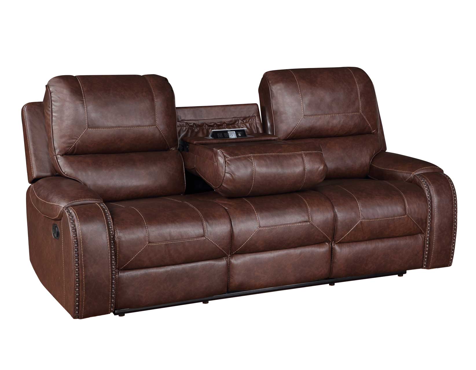 Keily Brown Reclining Sofa with Drop-Down Table - Image 5