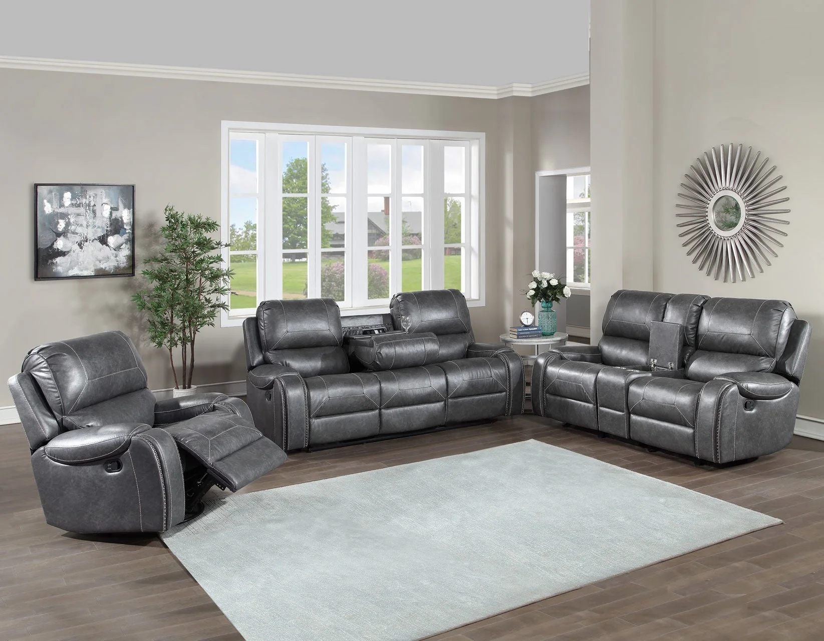Keily Grey Reclining Sofa with Drop-Down Table - Image 12
