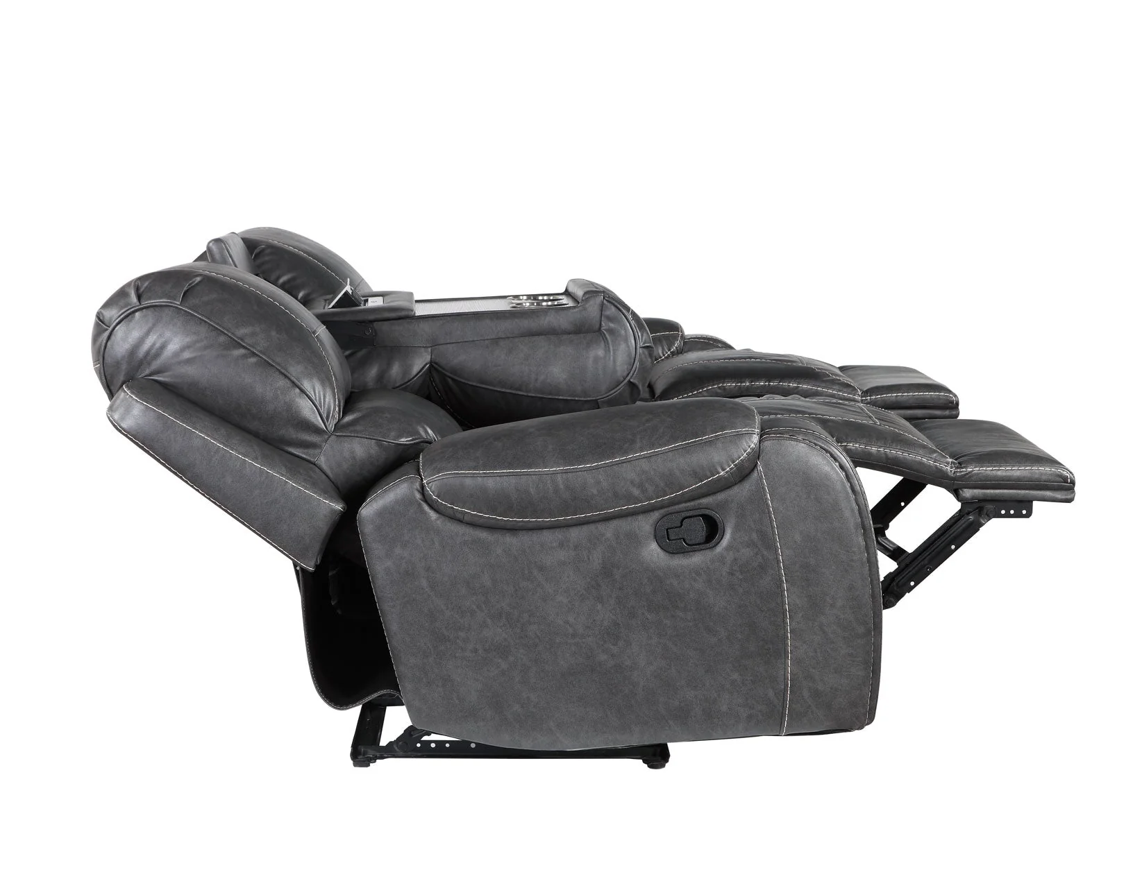 Keily Grey Reclining Sofa with Drop-Down Table - Image 6