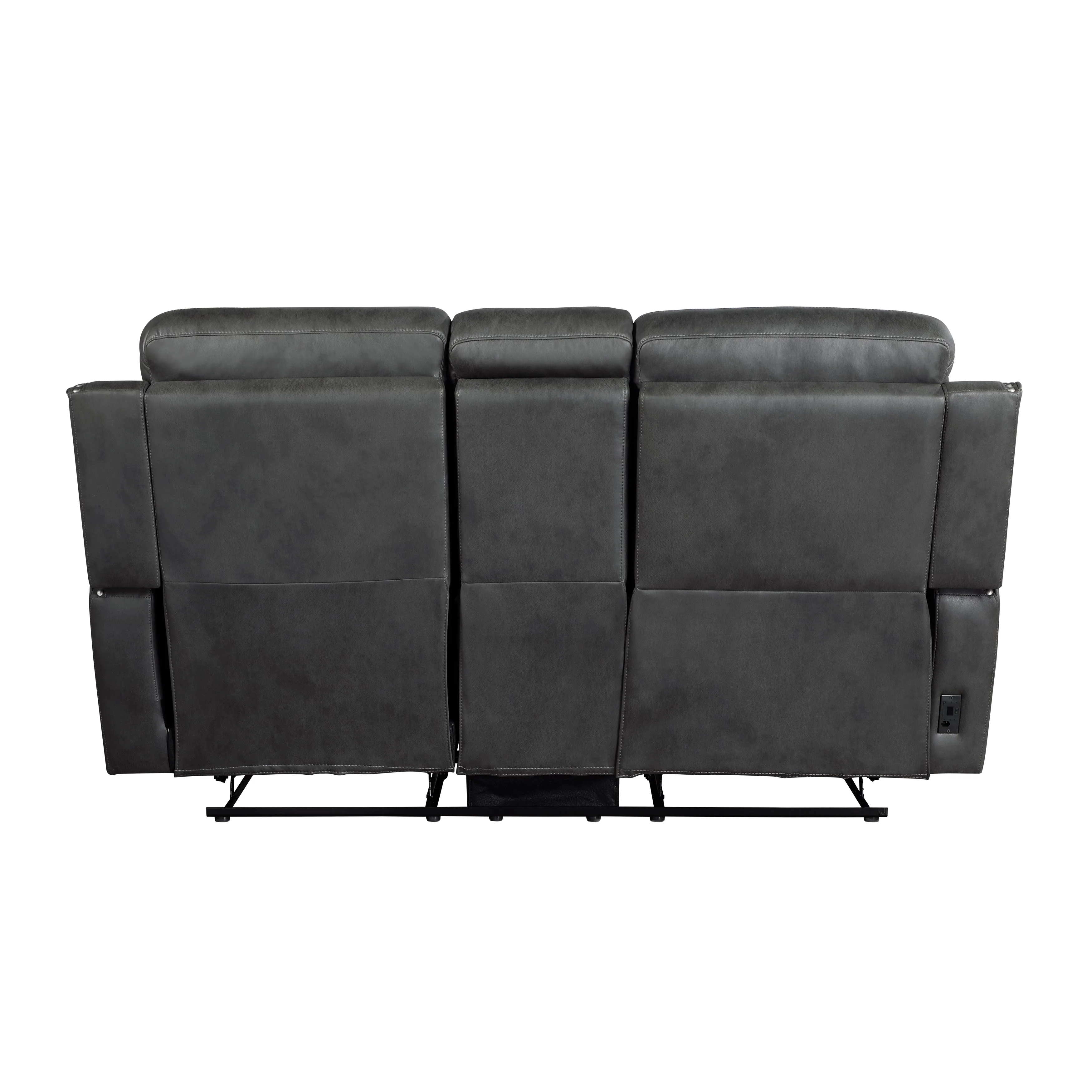 Kellen Smoky Gray Power Double Reclining Loveseat with Center Console - Image 3