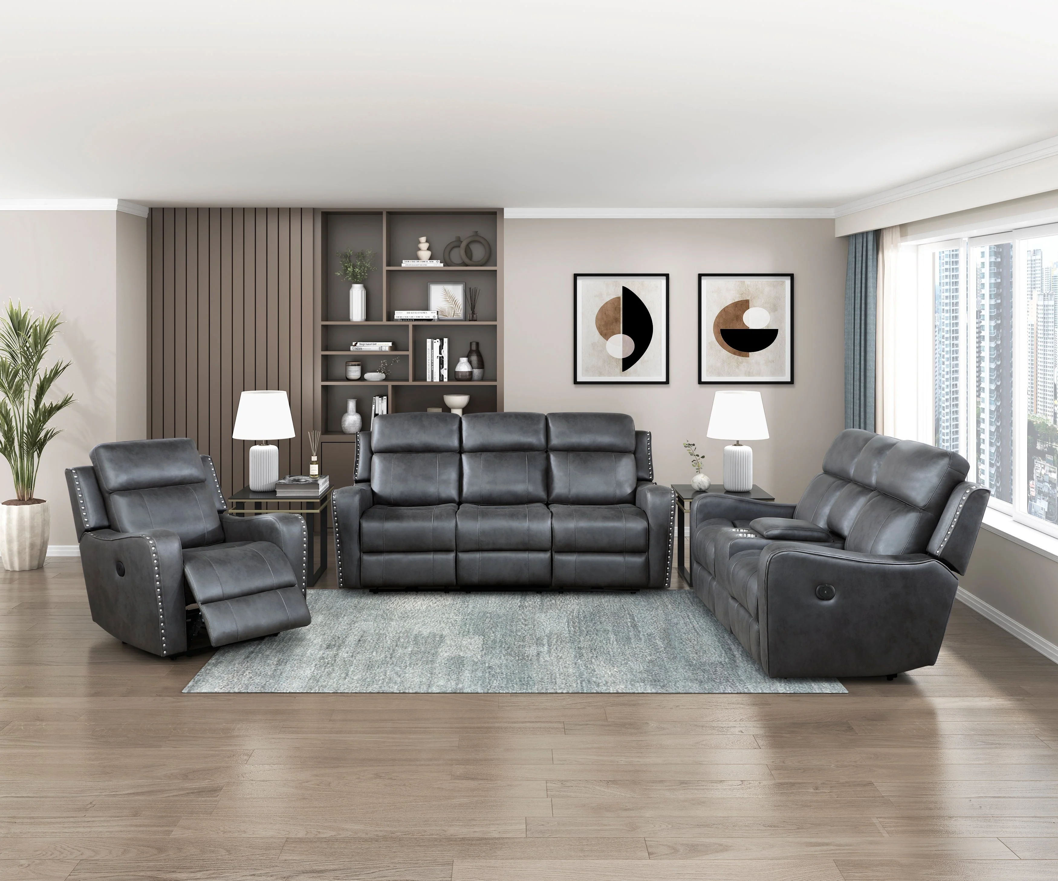 Kellen Smoky Gray Power Double Reclining Sofa - Image 10