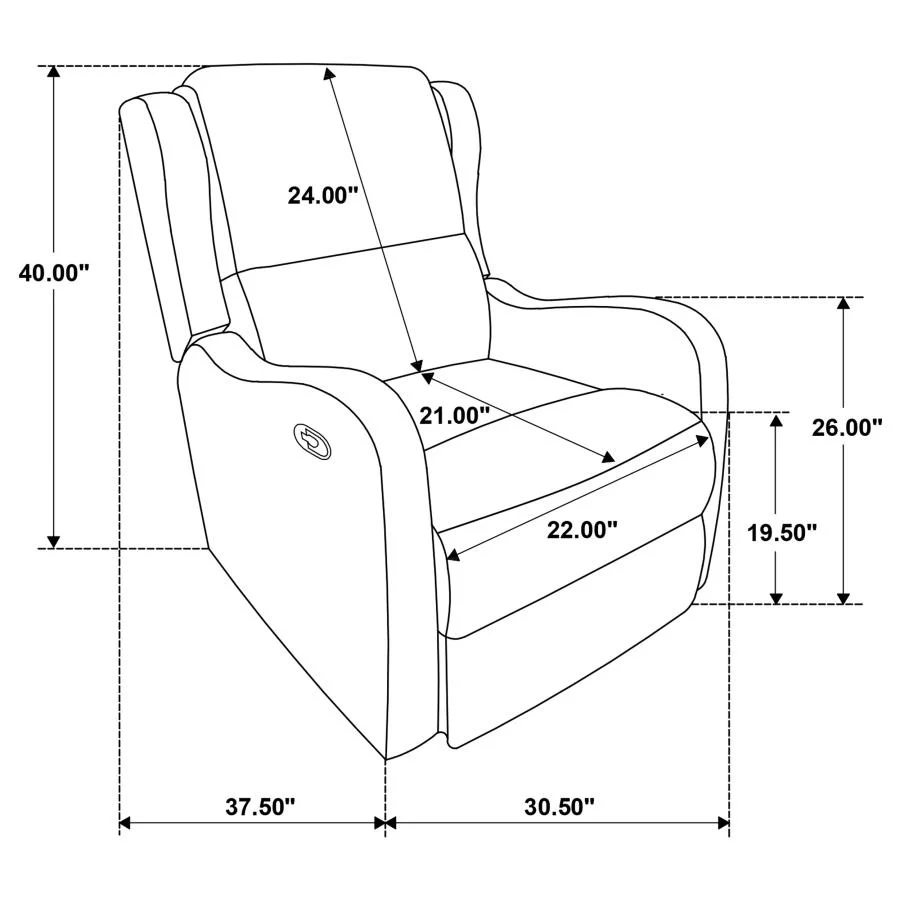 Kelsey Ivory Upholstered Recliner Chair - Image 4