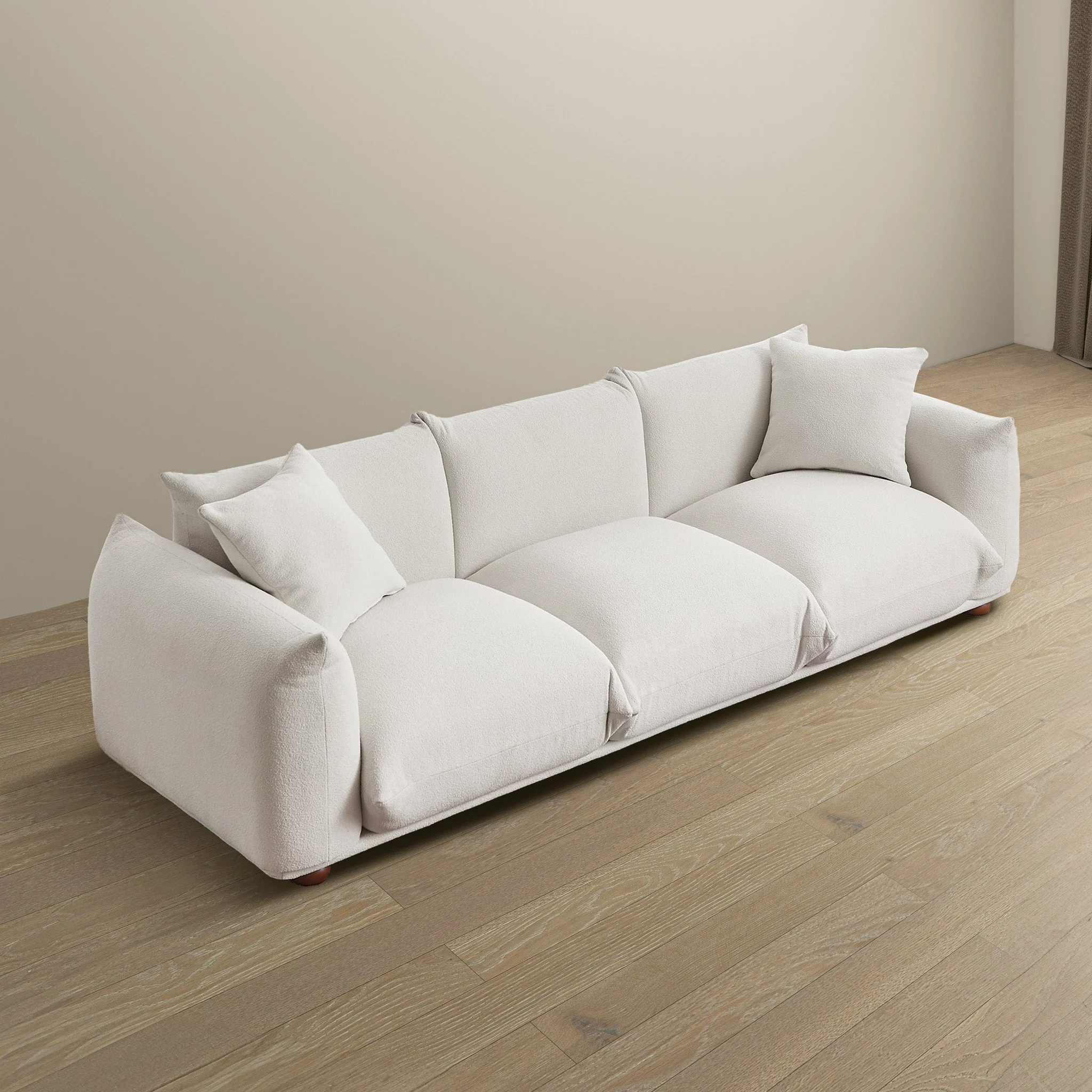 Kely 100'' Cream Boucle Upholstered Sofa - Image 4