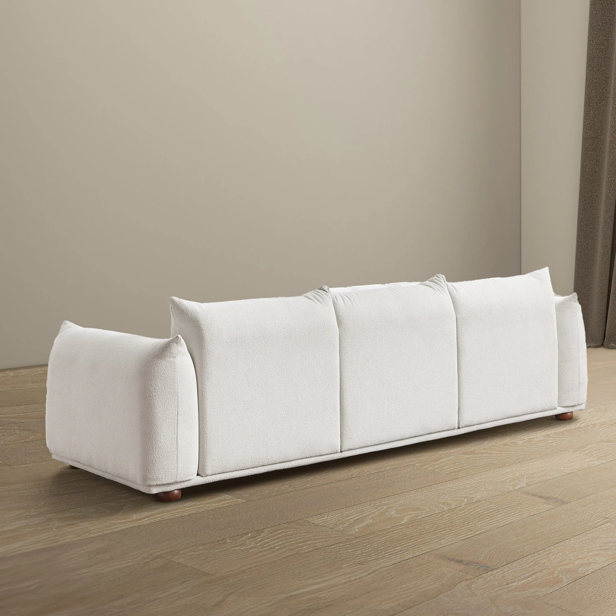 Kely 100'' Cream Boucle Upholstered Sofa - Image 5