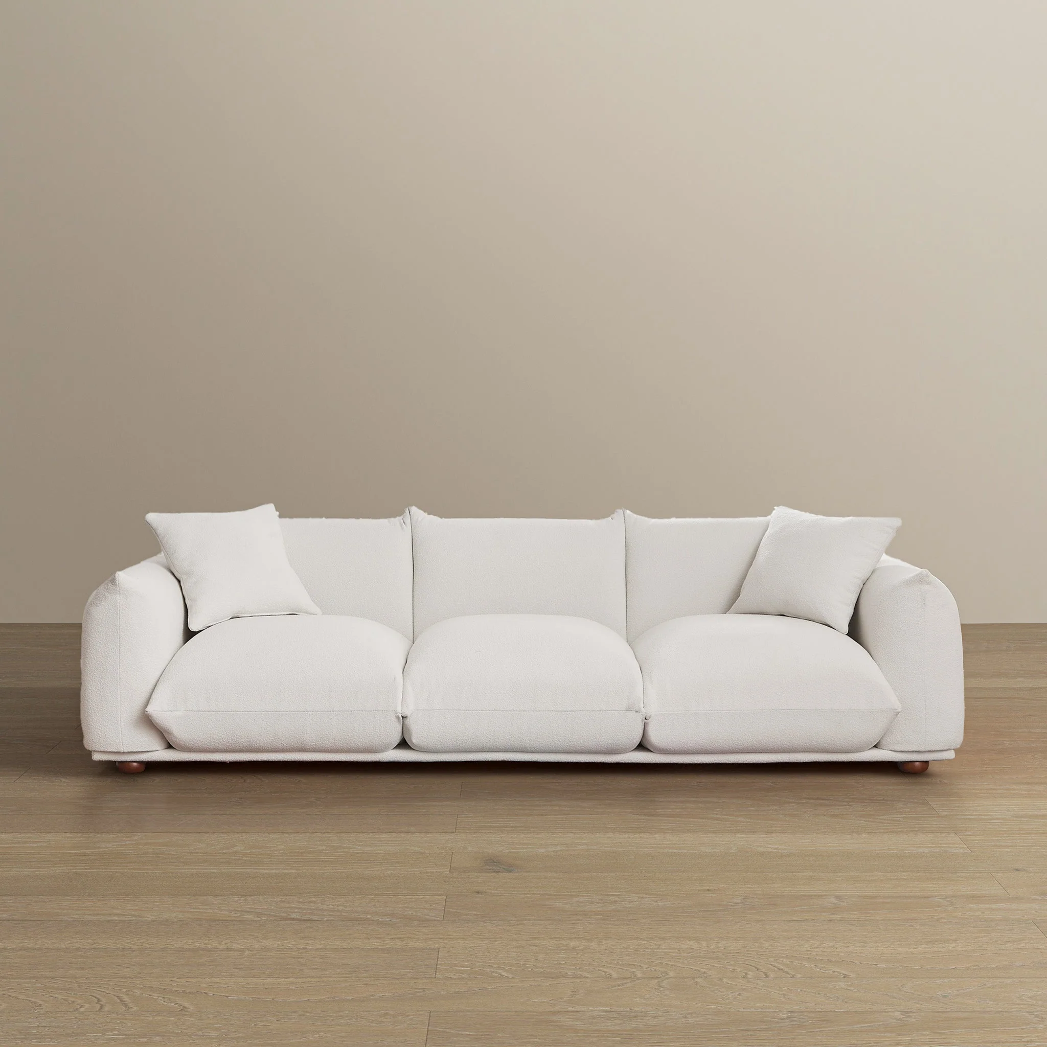 Kely 100'' Cream Boucle Upholstered Sofa - Image 7