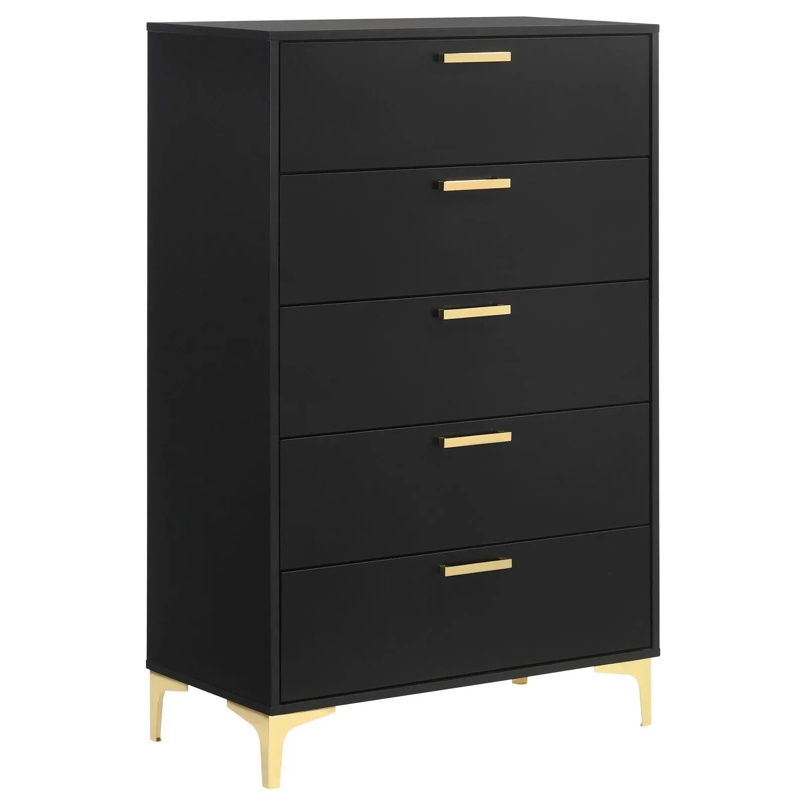 Kendall Black/Gold 5-Piece Tufted Panel Eastern King Bedroom Set - Image 7