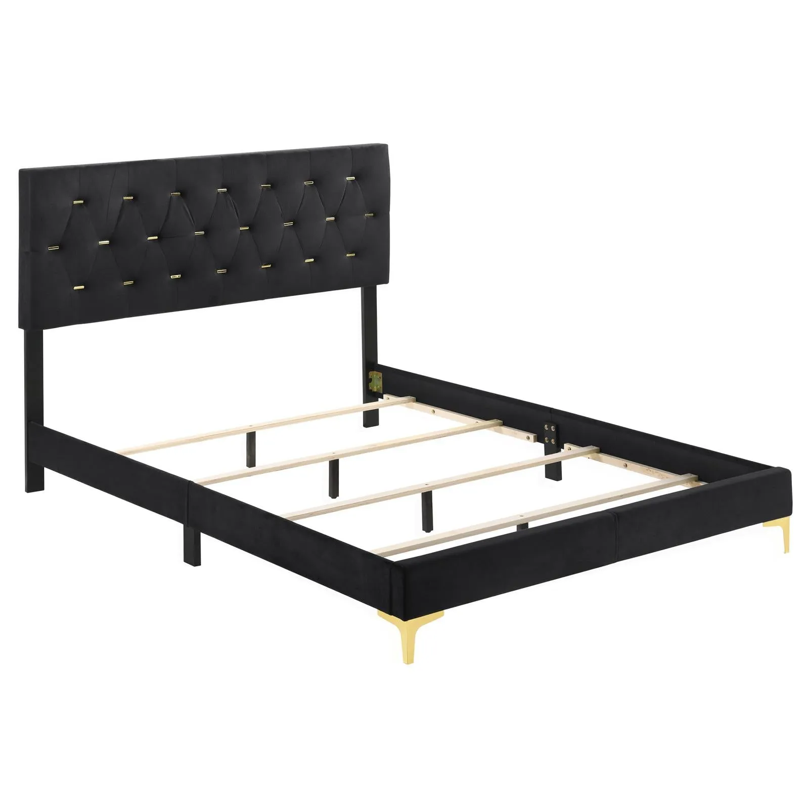 Kendall Black/Gold 5-Piece Tufted Panel Queen Bedroom Set - Image 3