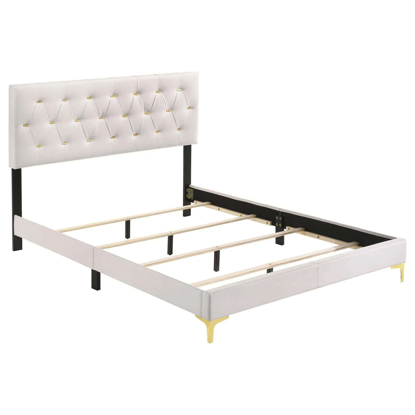 Kendall White Tufted Upholstered Panel Eastern King Bed - Image 4