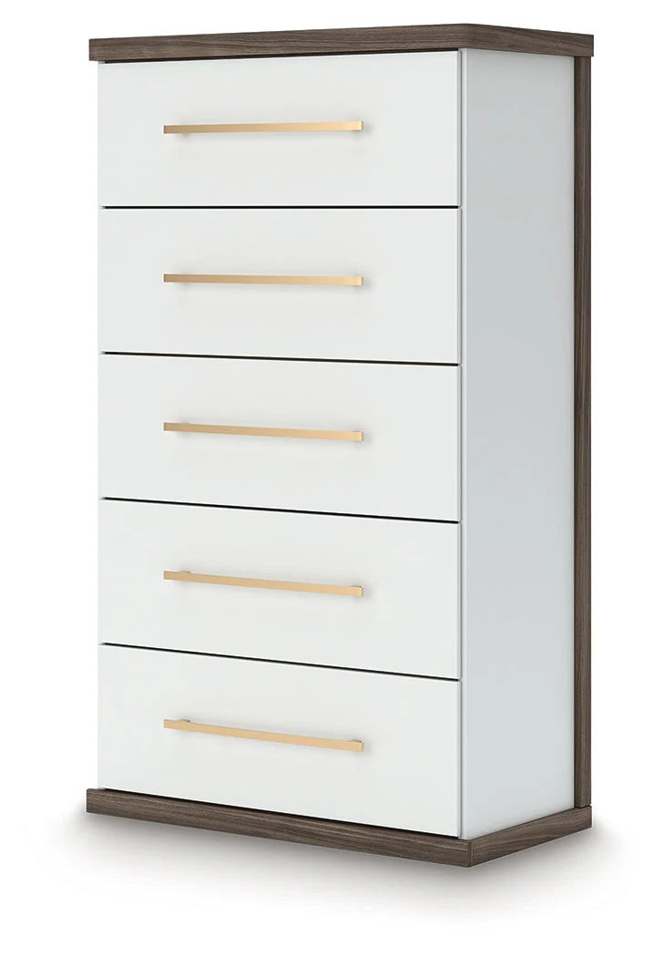 Kendanport Brown/White Five Drawer Chest - Image 5