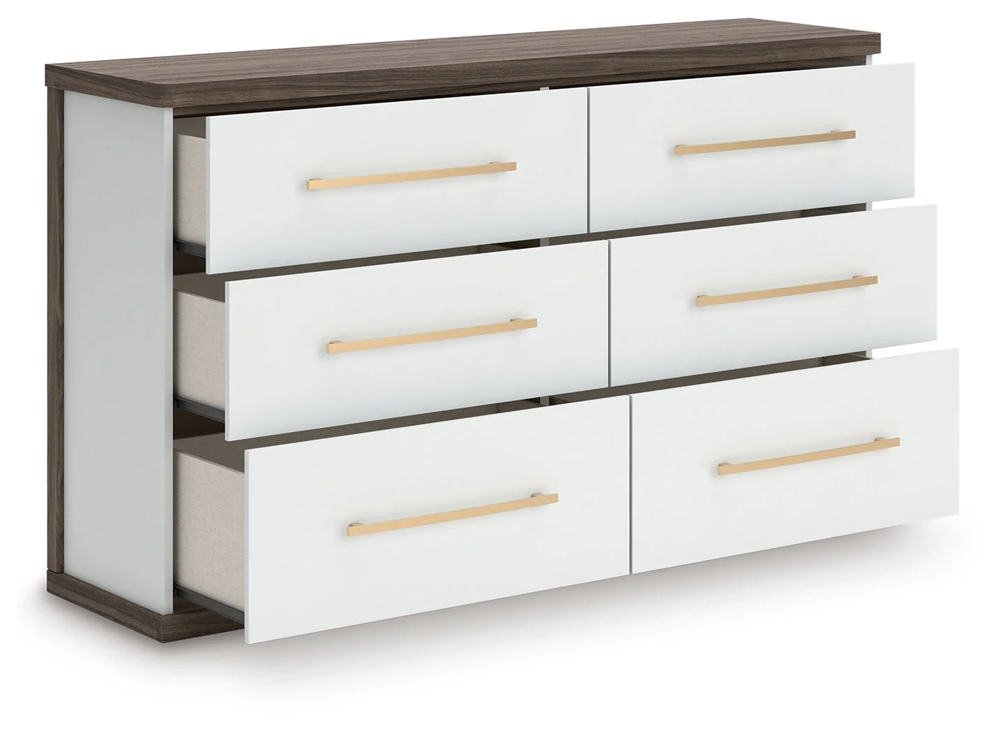Kendanport Brown/White Six Drawer Dresser - Image 3