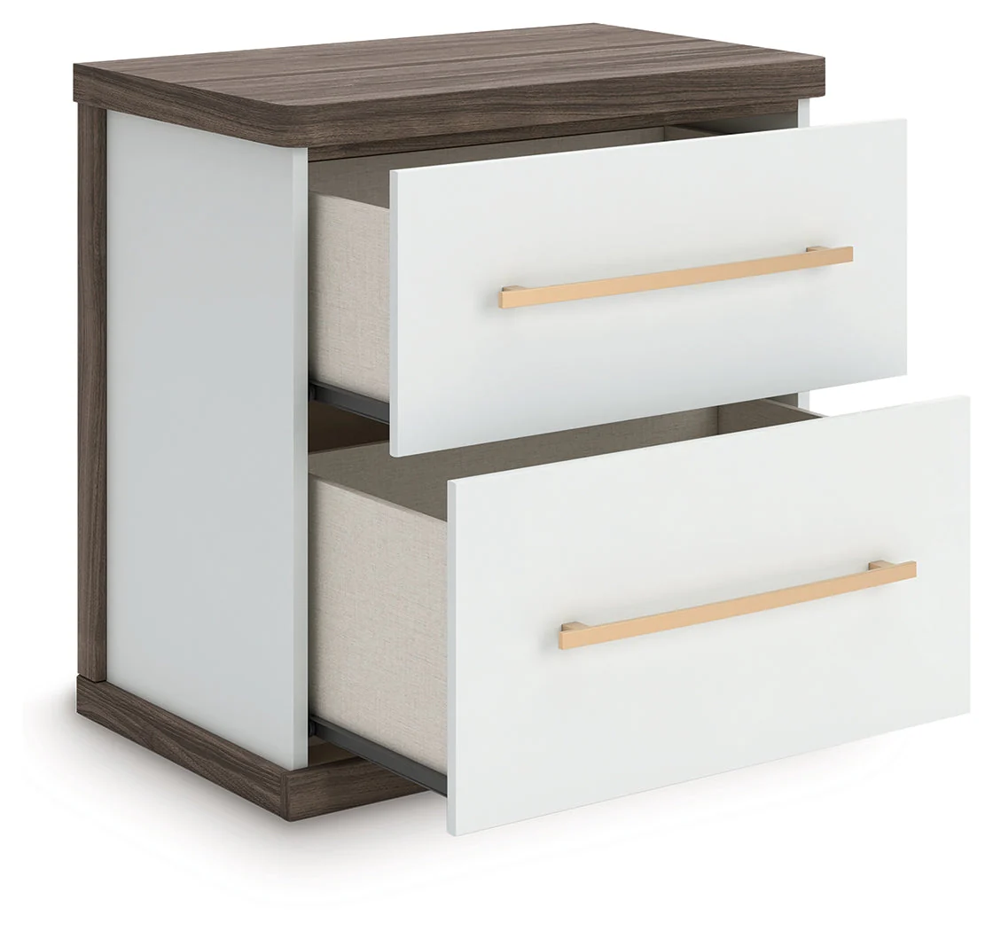 Kendanport Brown/White Two Drawer Night Stand - Image 3