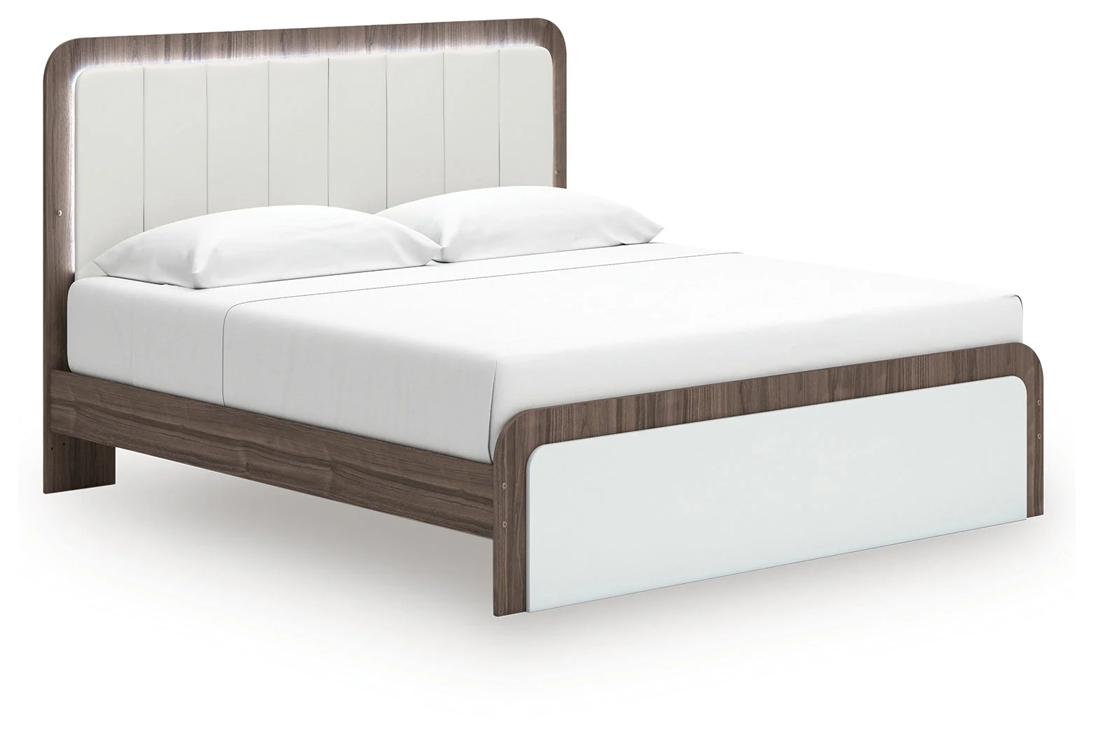 Kendanport White/Brown King Upholstered Bed, Dresser and Nightstand - Image 12