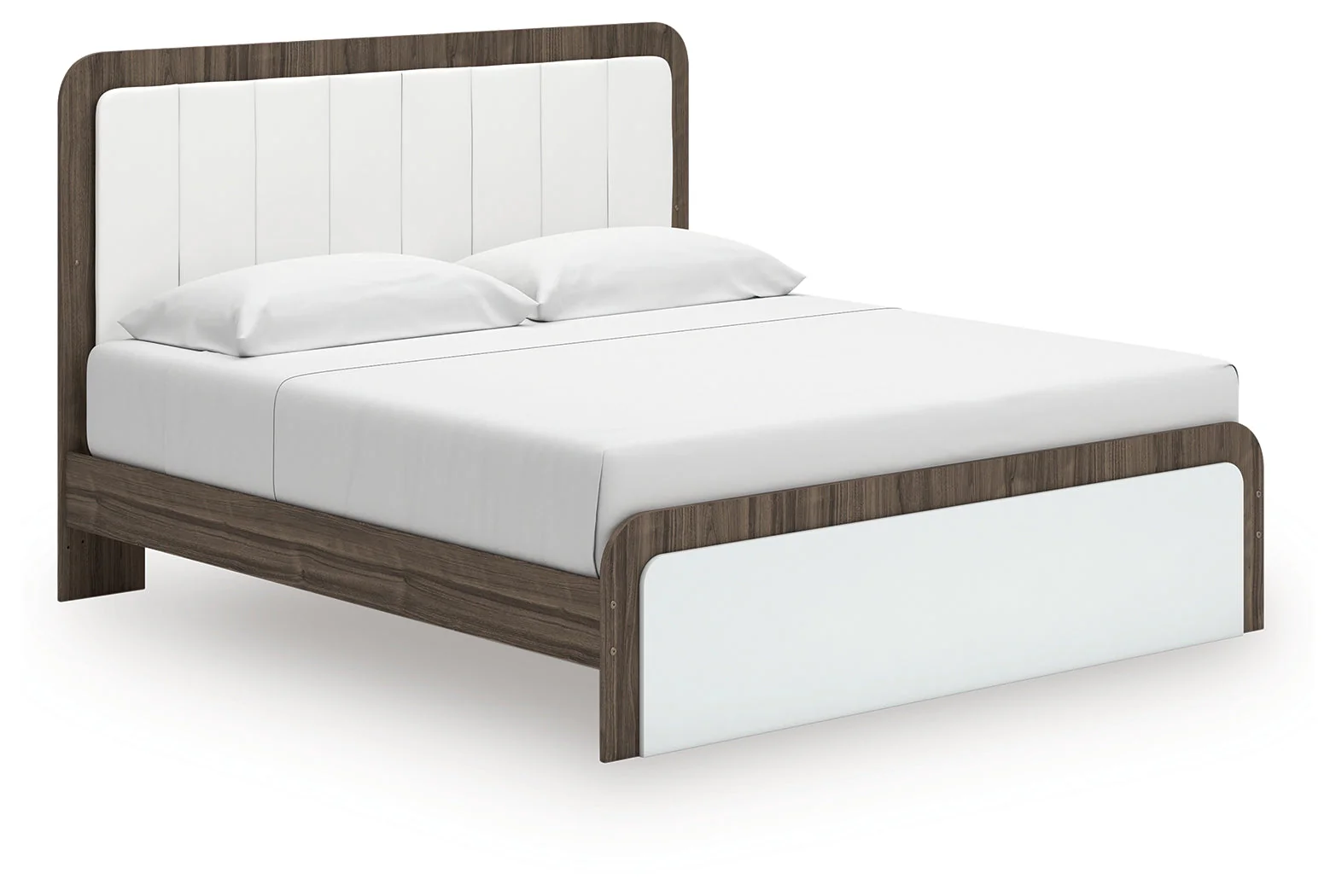 Kendanport White/Brown King Upholstered Bed, Dresser and Nightstand - Image 13
