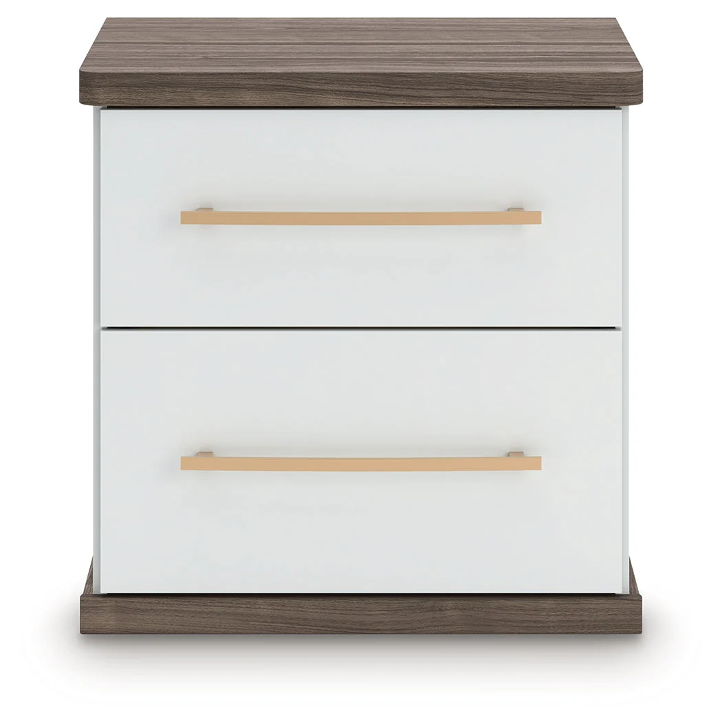 Kendanport White/Brown King Upholstered Bed, Dresser and Nightstand - Image 19