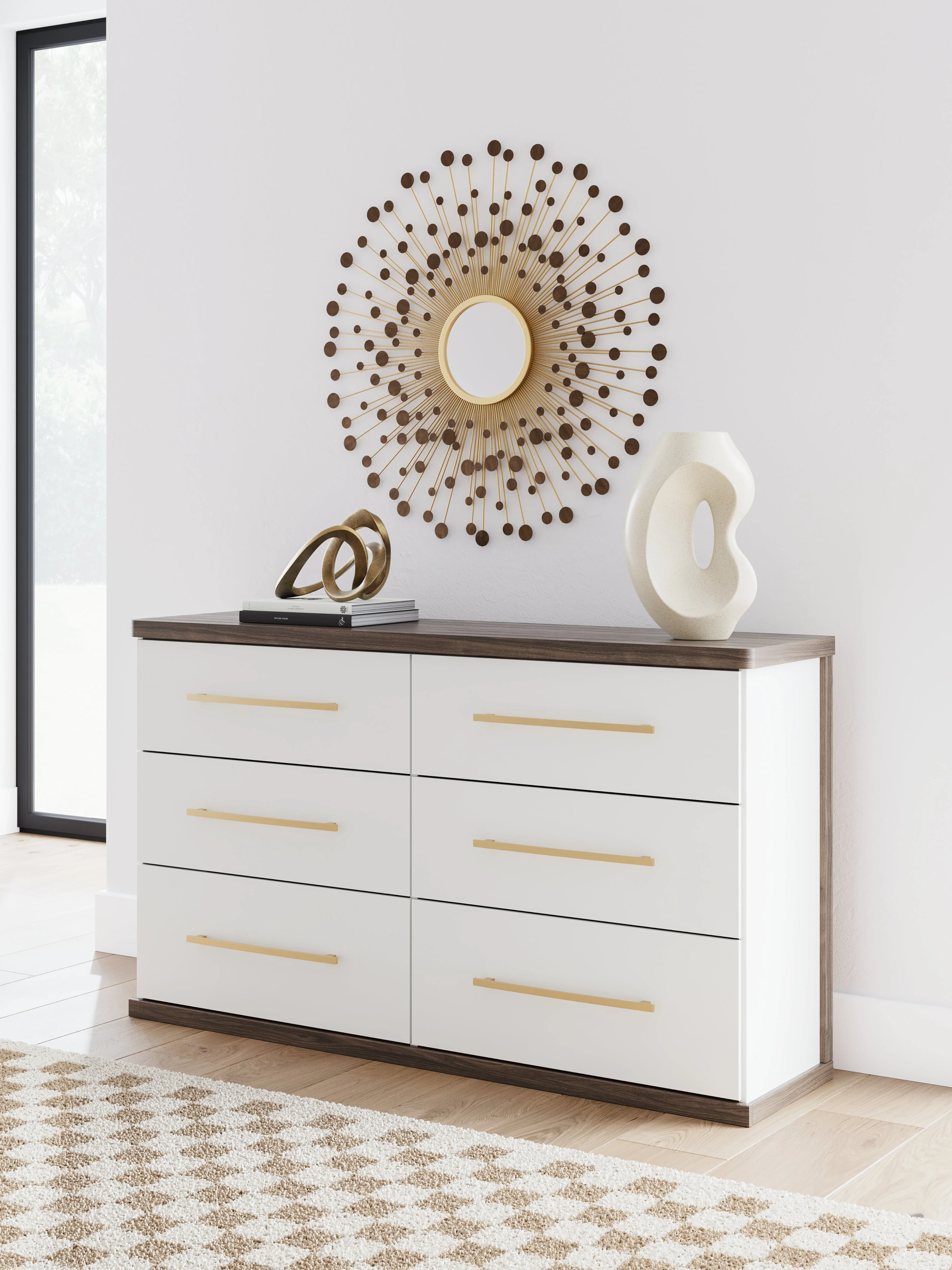 Kendanport White/Brown King Upholstered Bed, Dresser and Nightstand - Image 28