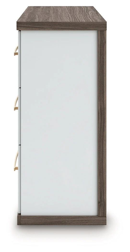 Kendanport White/Brown King Upholstered Bed, Dresser and Nightstand - Image 6