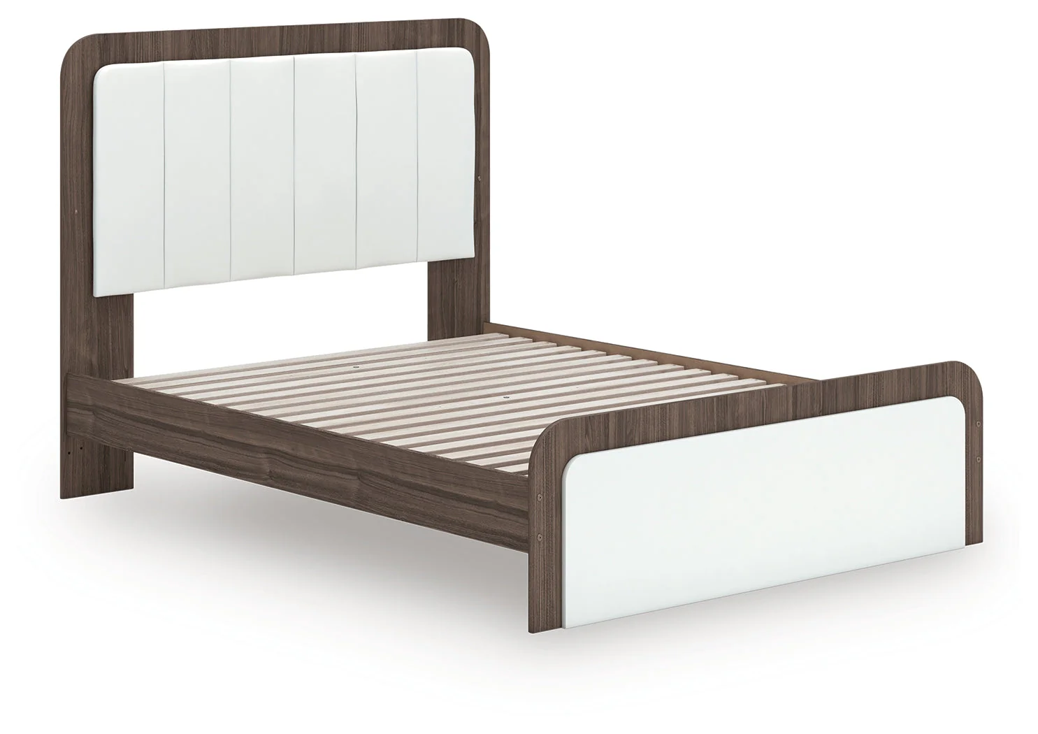 Kendanport White/Brown Queen Upholstered Bed - Image 4