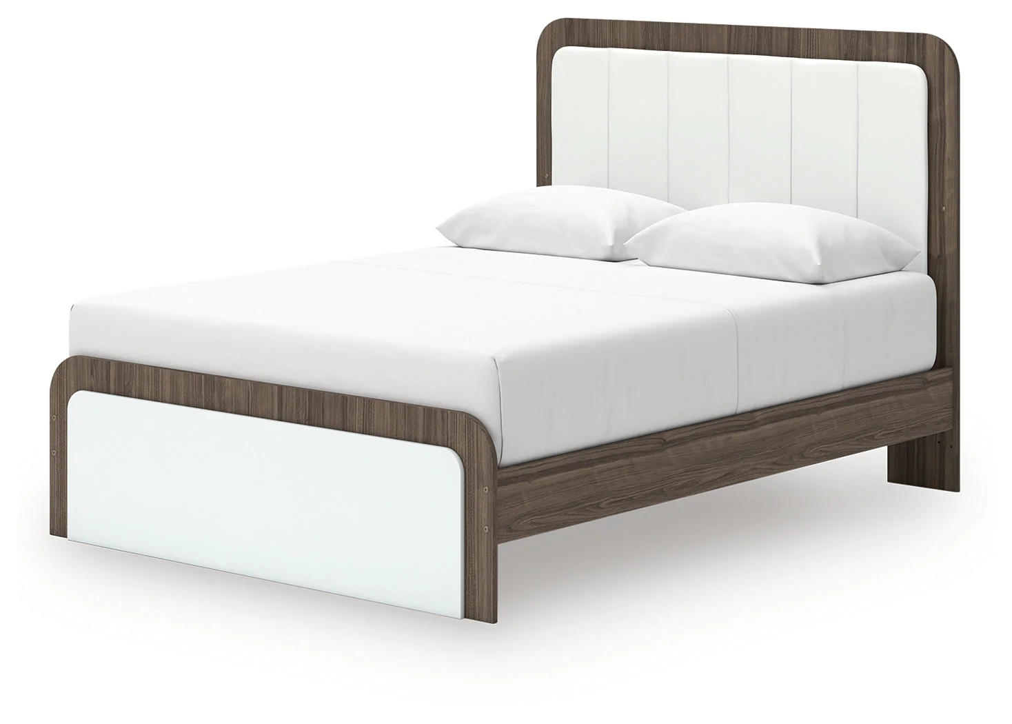 Kendanport White/Brown Queen Upholstered Bed, Dresser and Nightstand - Image 16