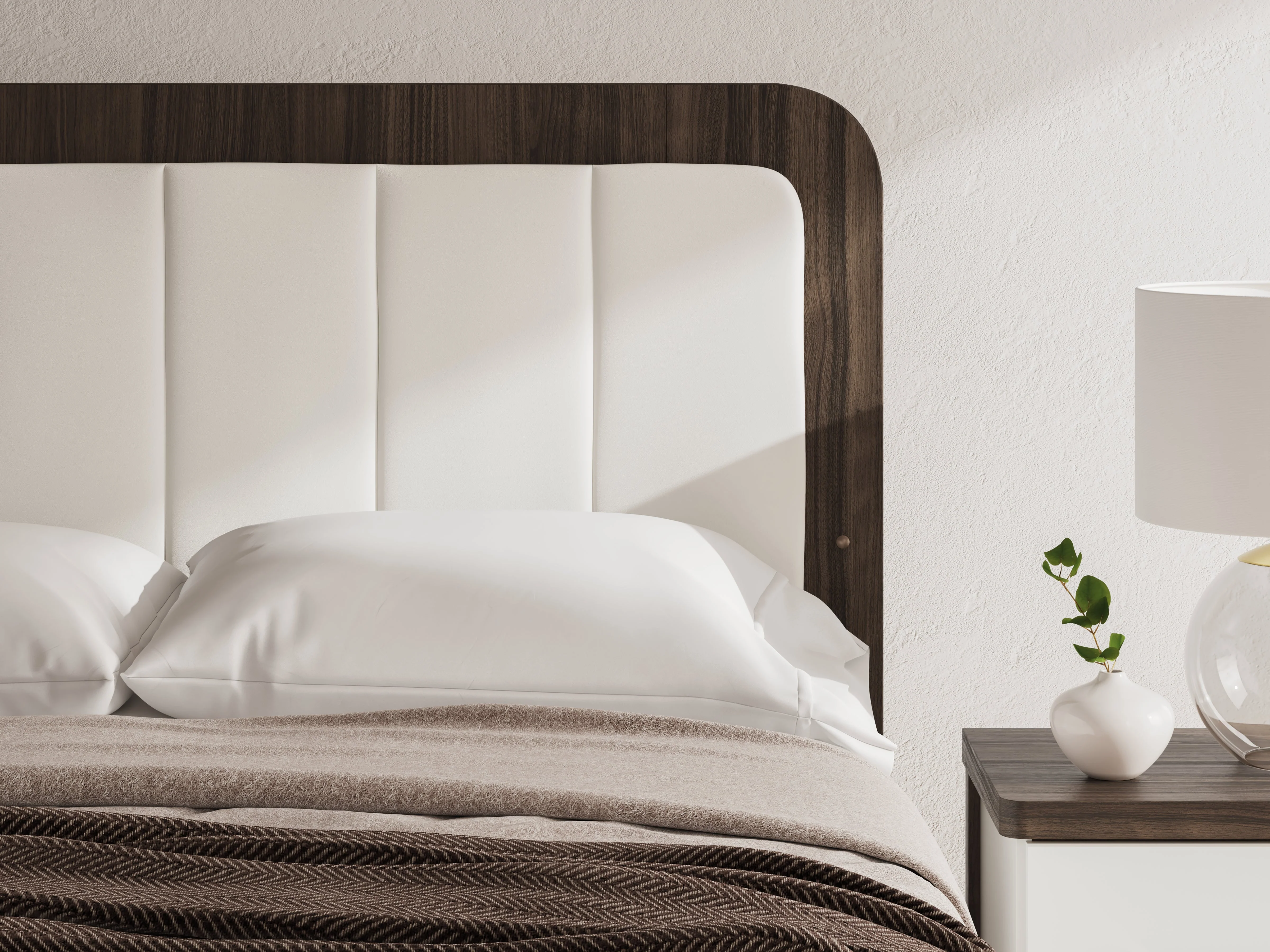 Kendanport White/Brown Queen Upholstered Bed, Dresser and Nightstand - Image 27