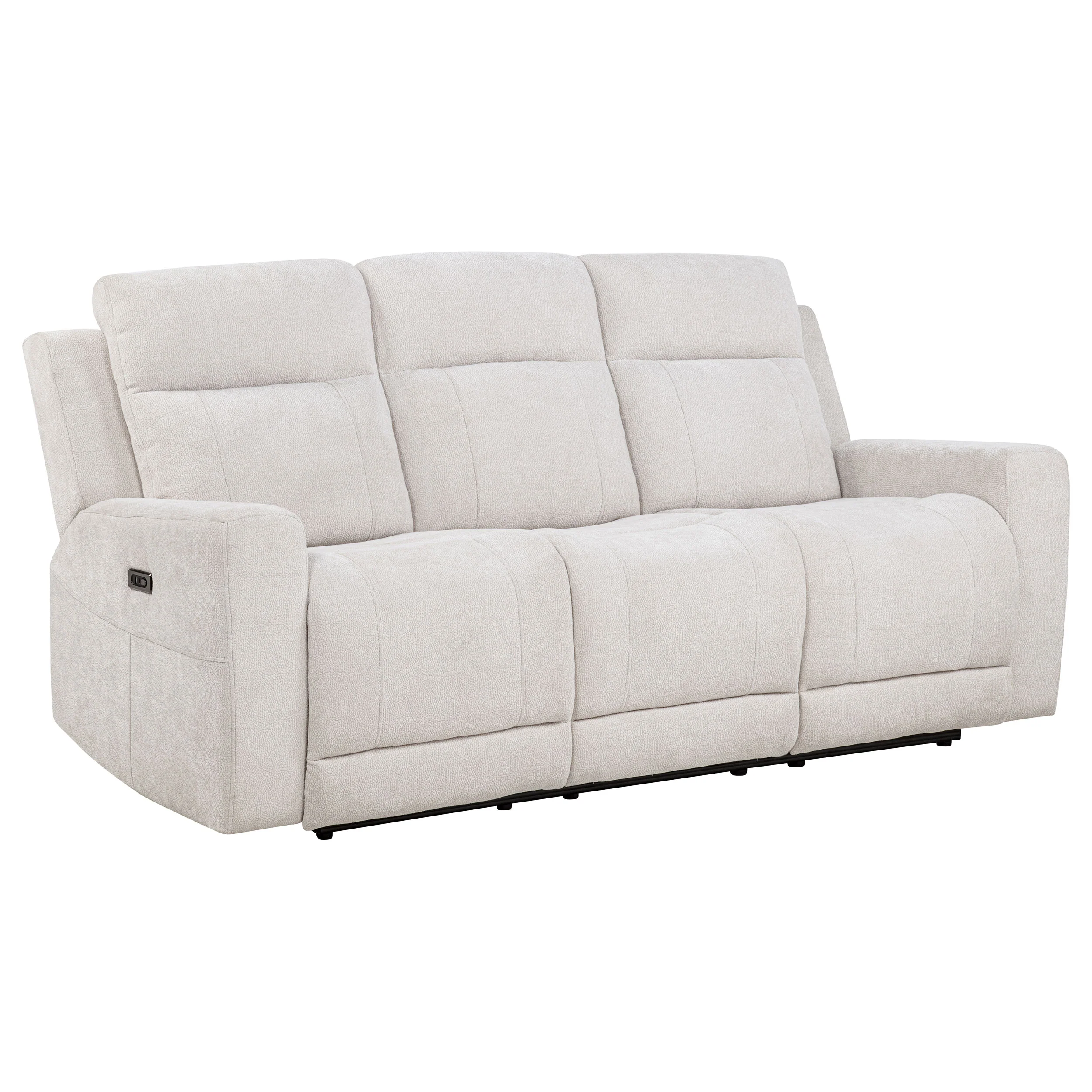 Kennett 2-piece Ivory Chenille Power Reclining Sofa Set - Image 4