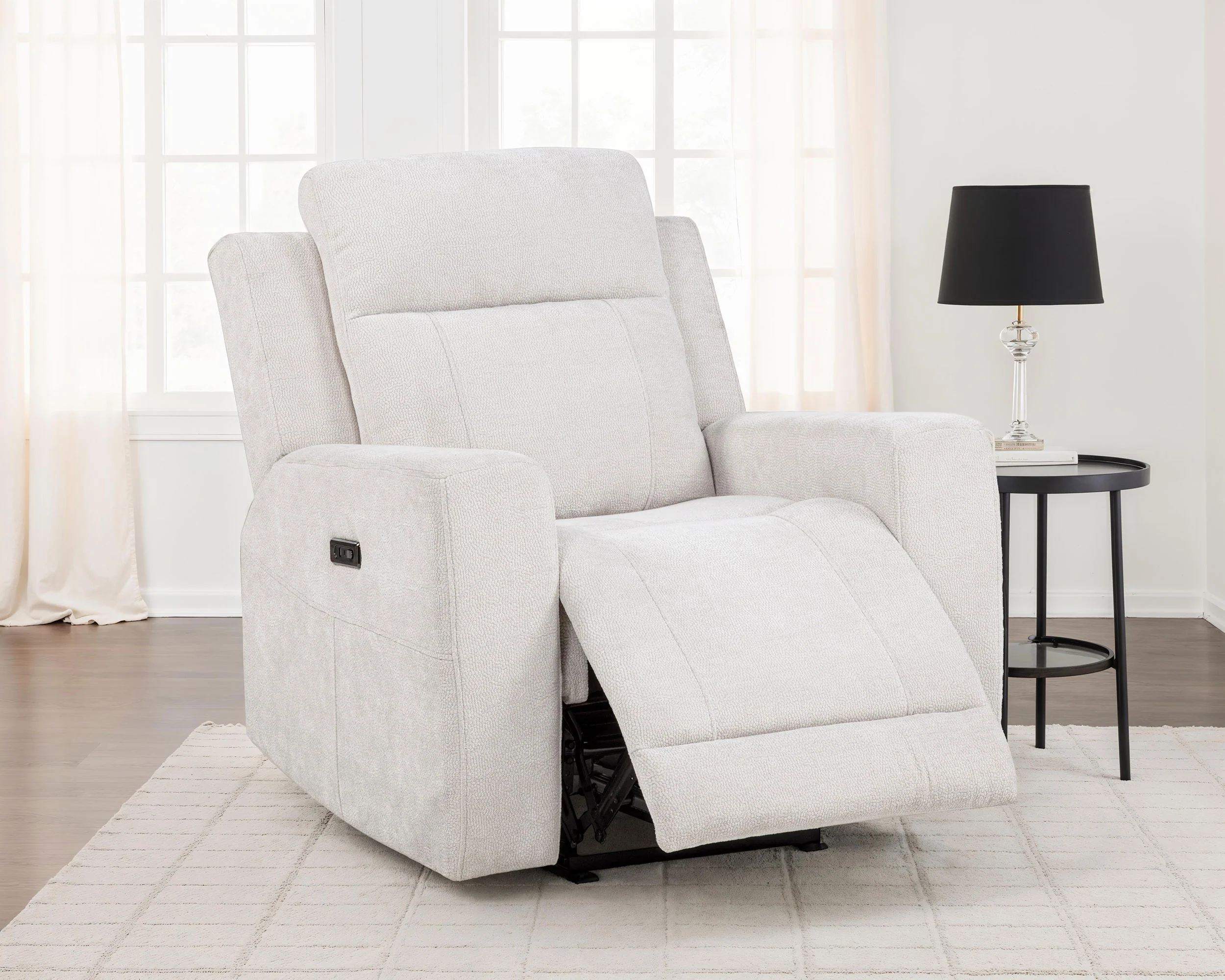 Kennett Ivory Chenille Upholstered Power Recliner Chair - Image 2