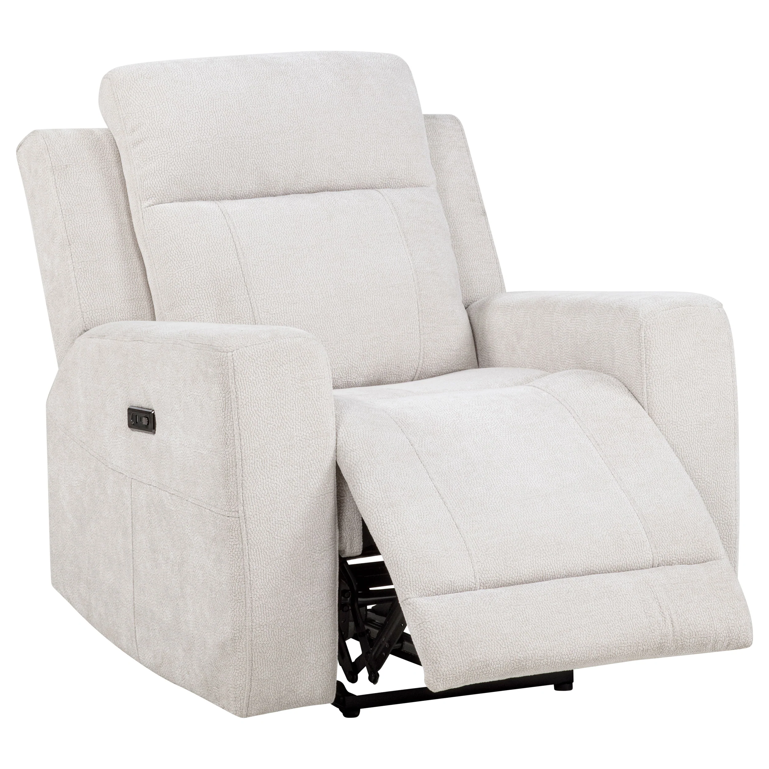 Kennett Ivory Chenille Upholstered Power Recliner Chair - Image 4