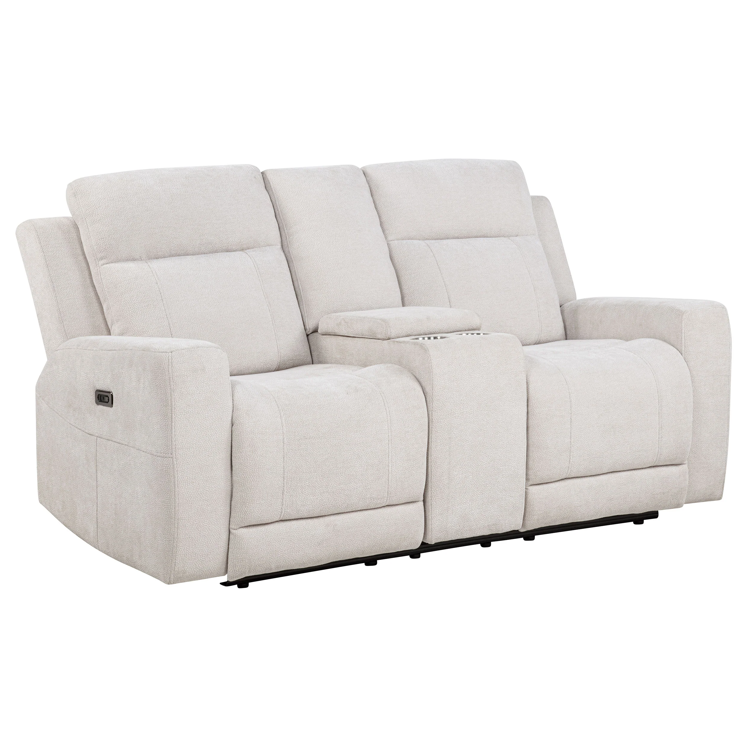 Kennett Ivory Chenille Upholstered Power Reclining Loveseat - Image 3