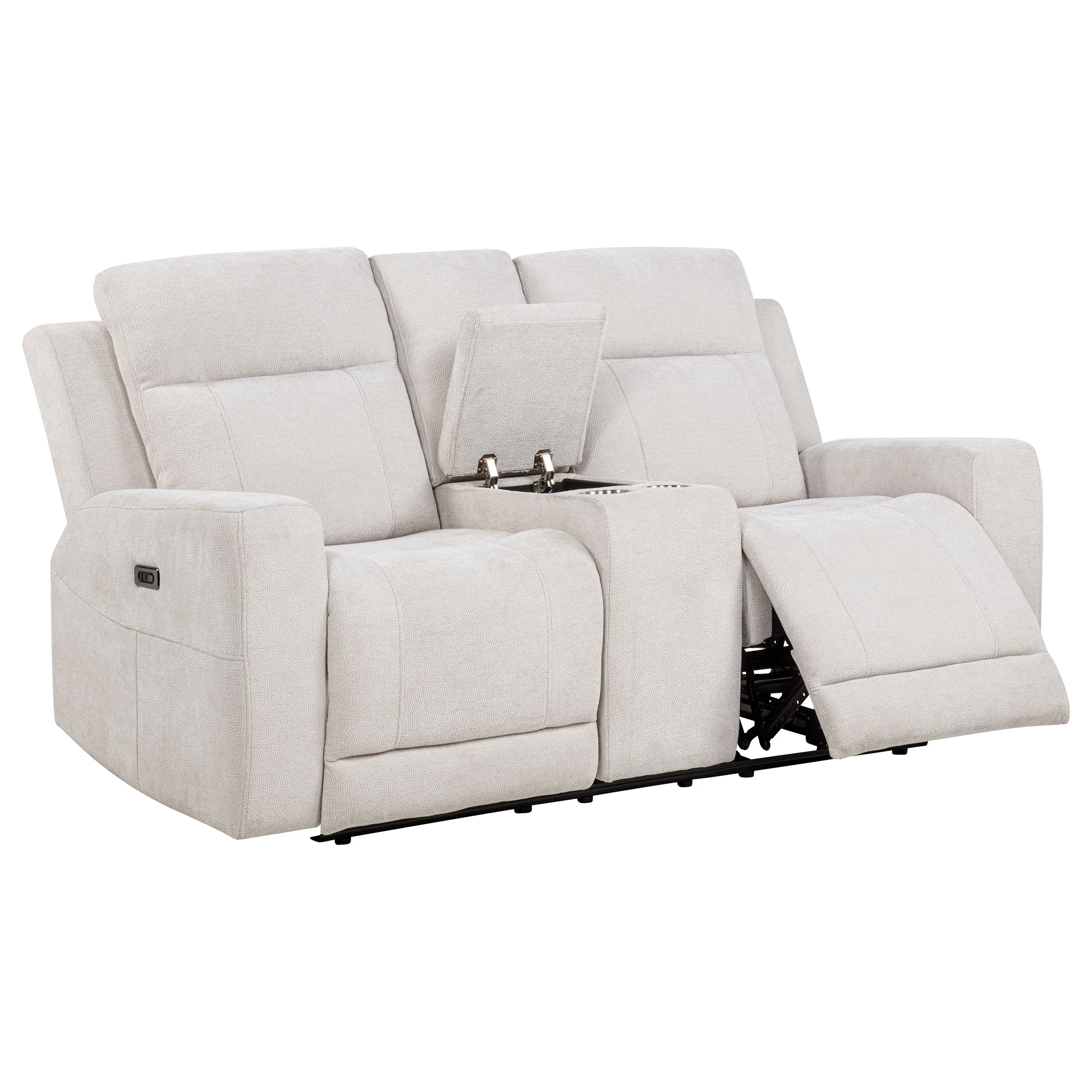 Kennett Ivory Chenille Upholstered Power Reclining Loveseat - Image 4