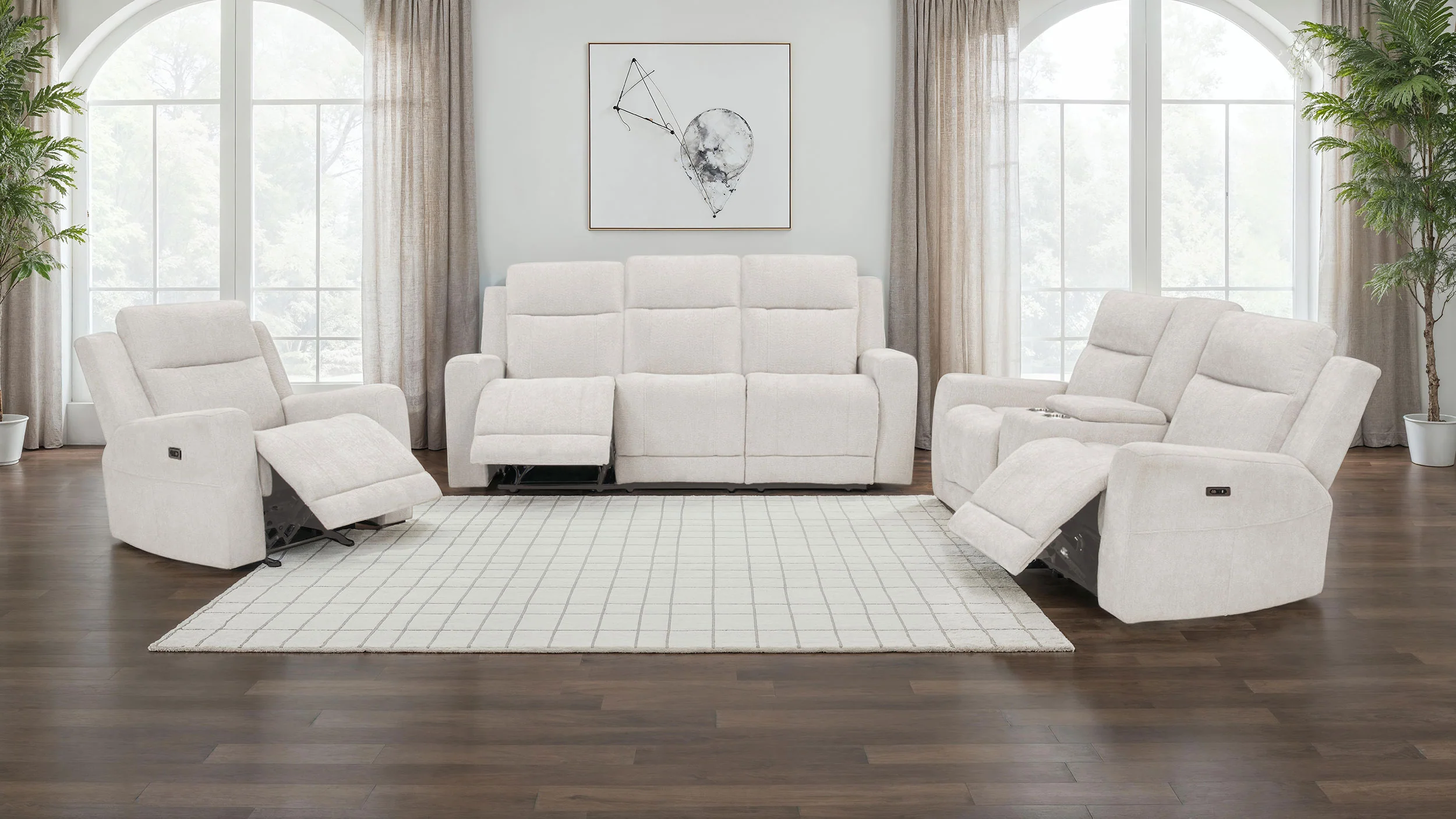 Kennett Ivory Chenille Upholstered Power Reclining Sofa - Image 12