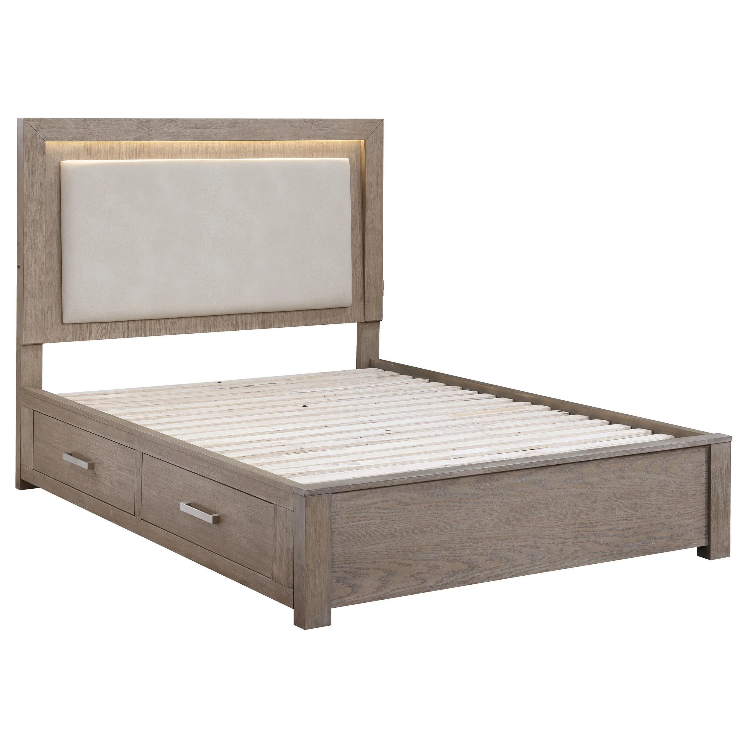 Kenora Barley Brown 56-inch Eastern King LED Storage Bed - Image 3