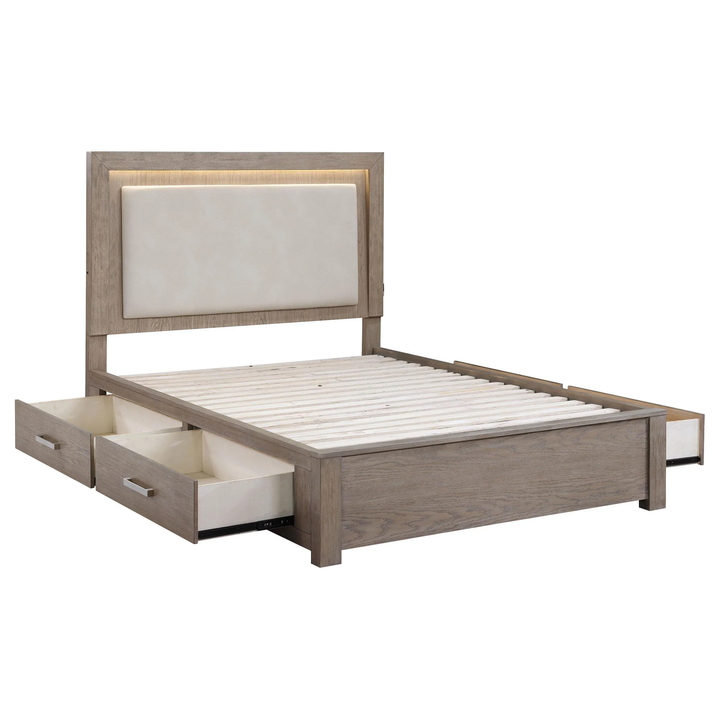 Kenora Barley Brown 56-inch Queen LED Storage Bed - Image 14