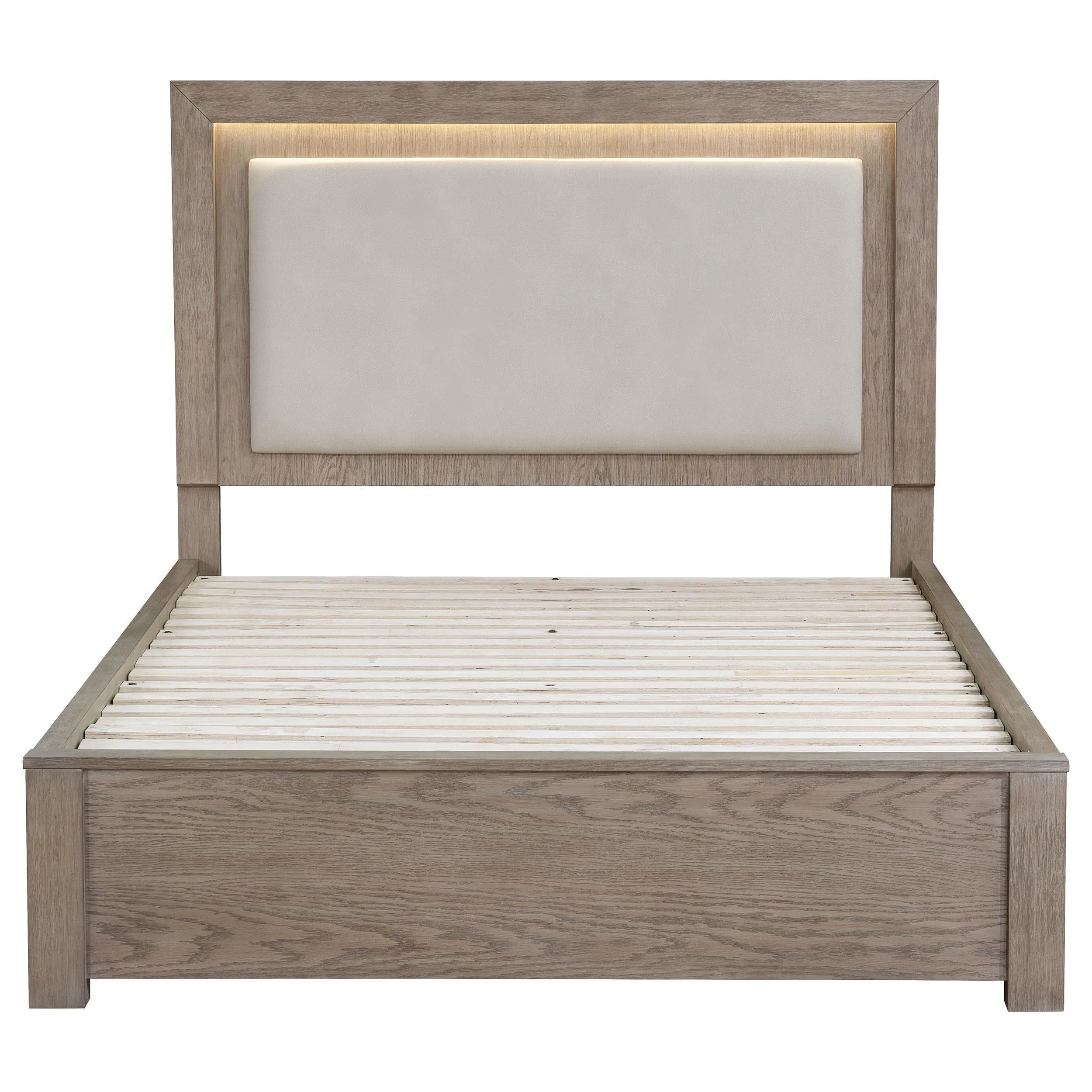 Kenora Barley Brown 56-inch Queen LED Storage Bed - Image 6