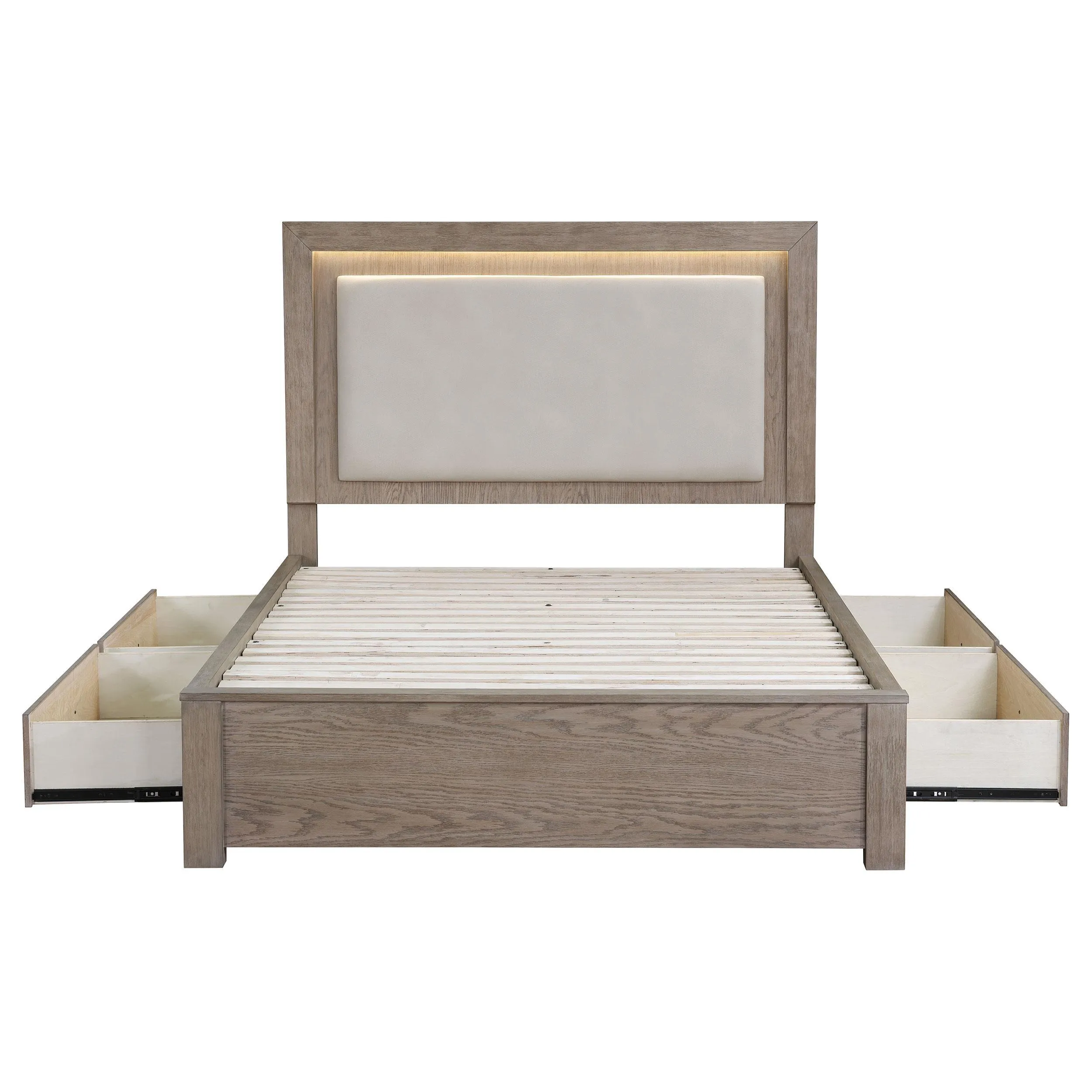 Kenora Barley Brown 56-inch Queen LED Storage Bed - Image 7