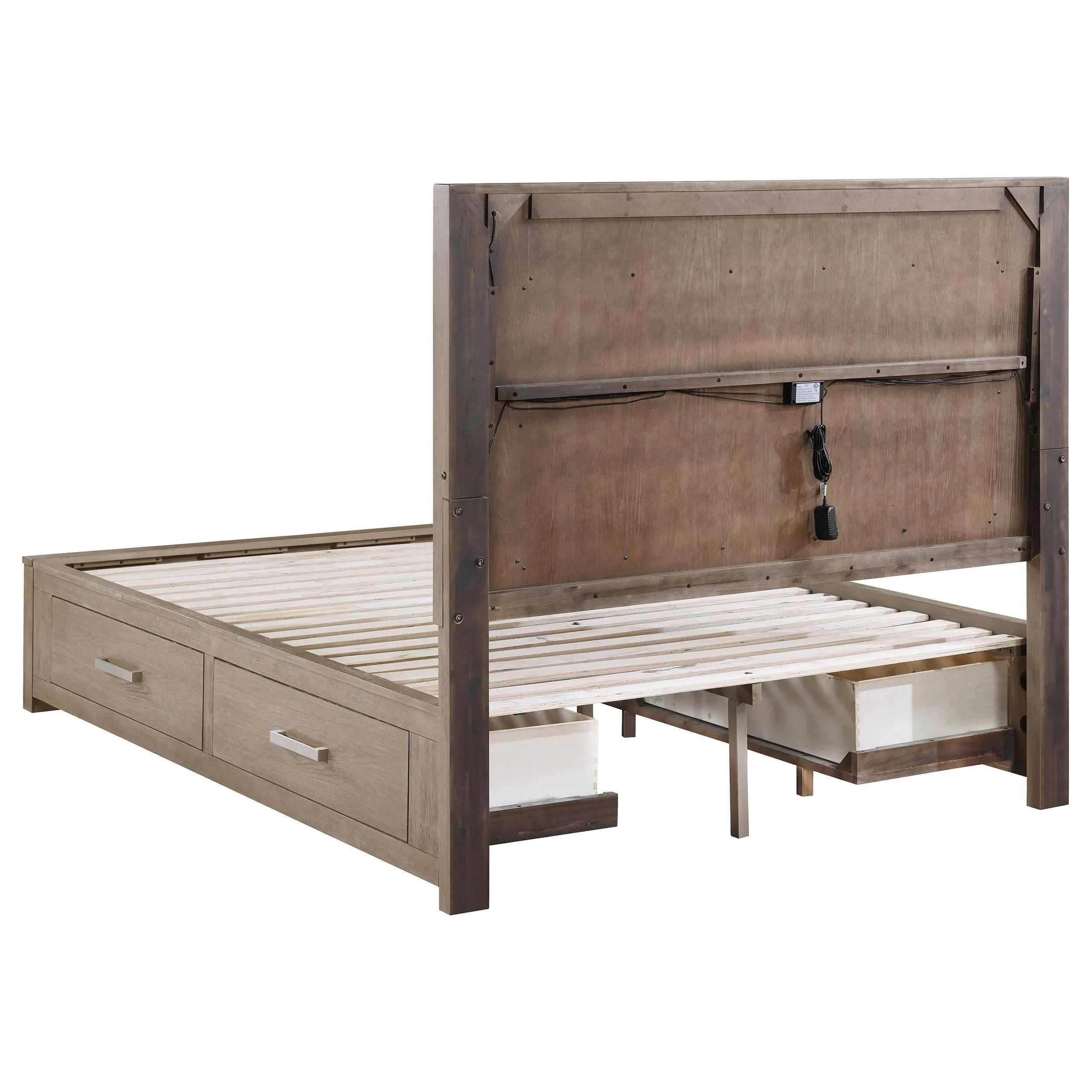 Kenora Barley Brown 56-inch Queen LED Storage Bed - Image 8