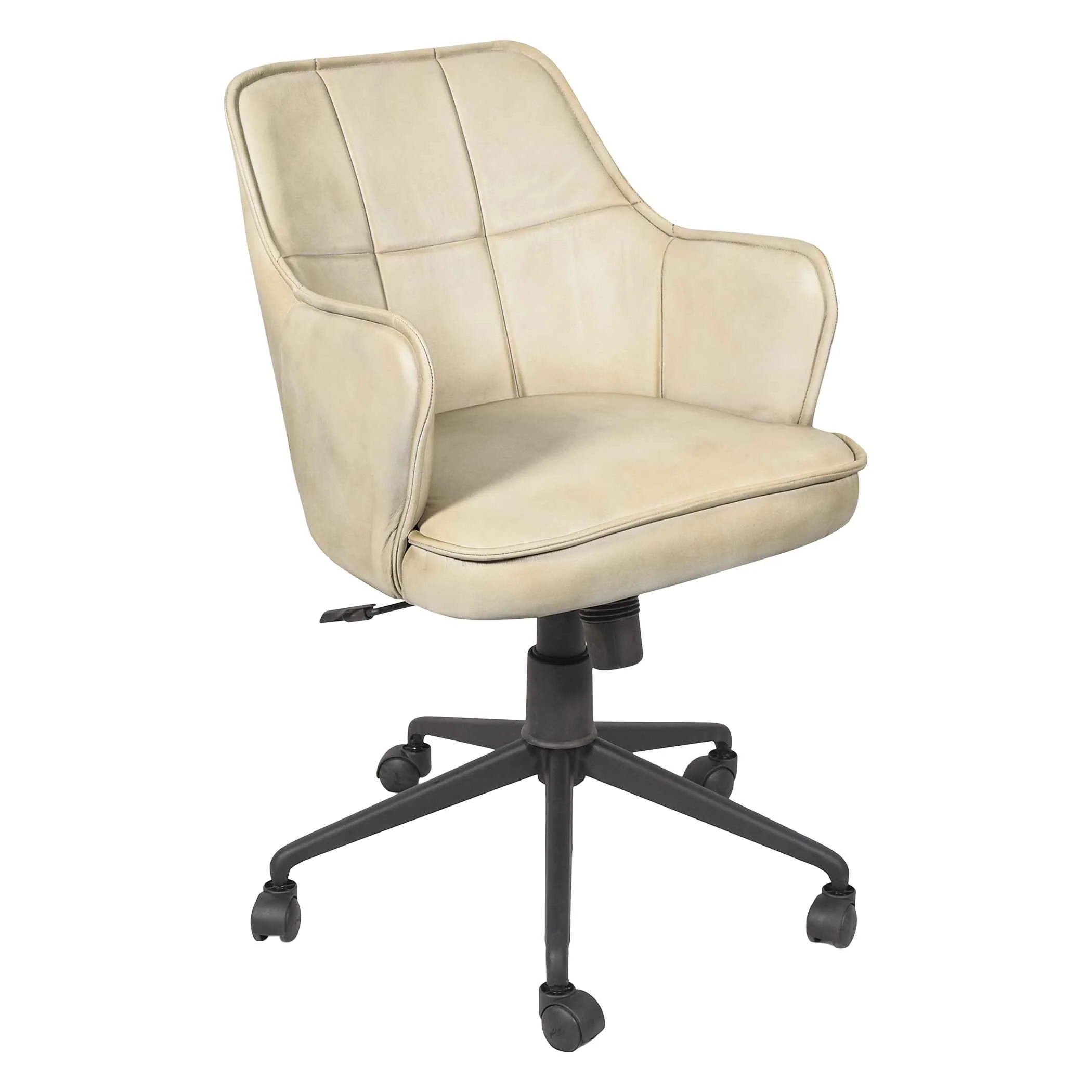 Kent Swivel Desk Chair in Antique Ivory Leather